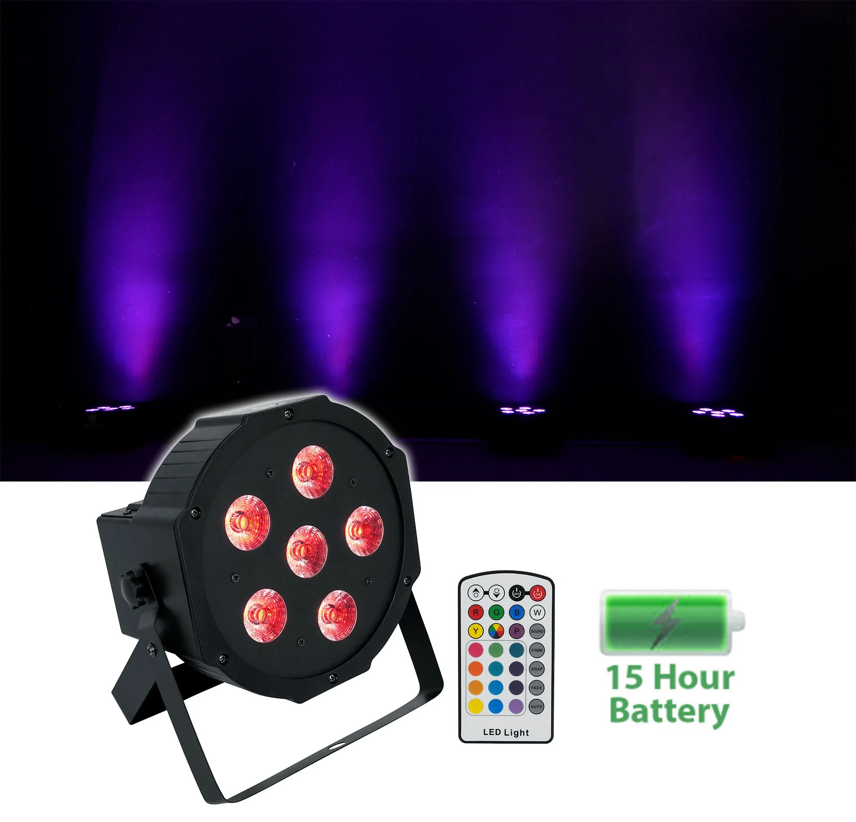 BATTERY PAR 6RF Black 12-Pack + ROCKFORCE W2 Wireless DMX Controller Bundle - Image 8