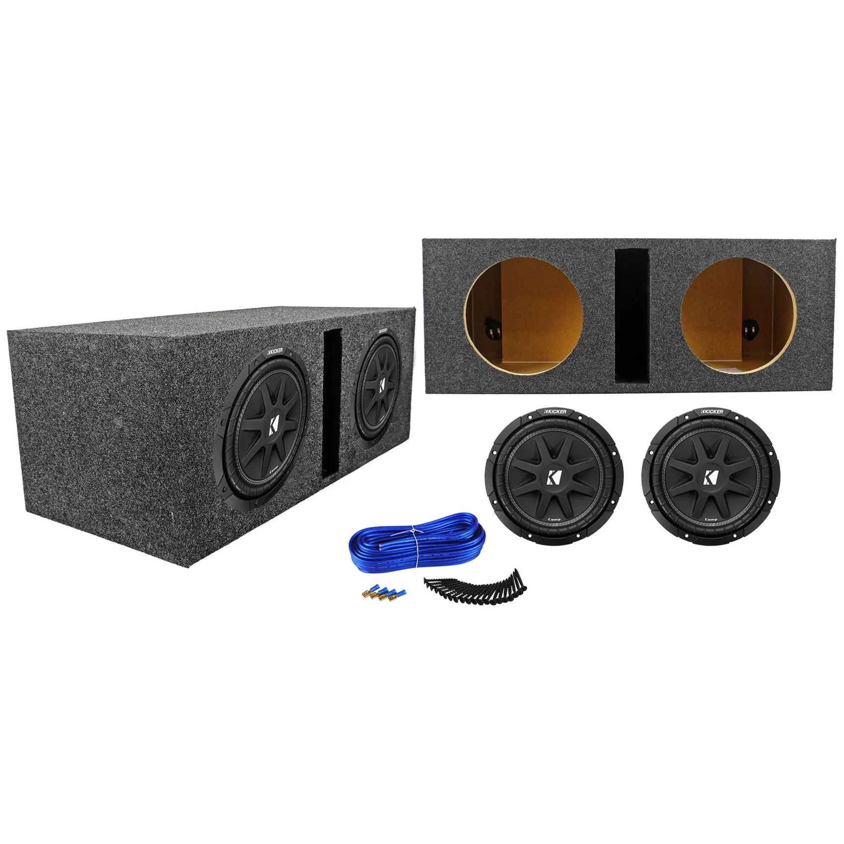 (2) KICKER 43C104 Comp 10" 600w SVC 4-ohm Car Subwoofer+Vented Sub Box Enclosure - Image 2