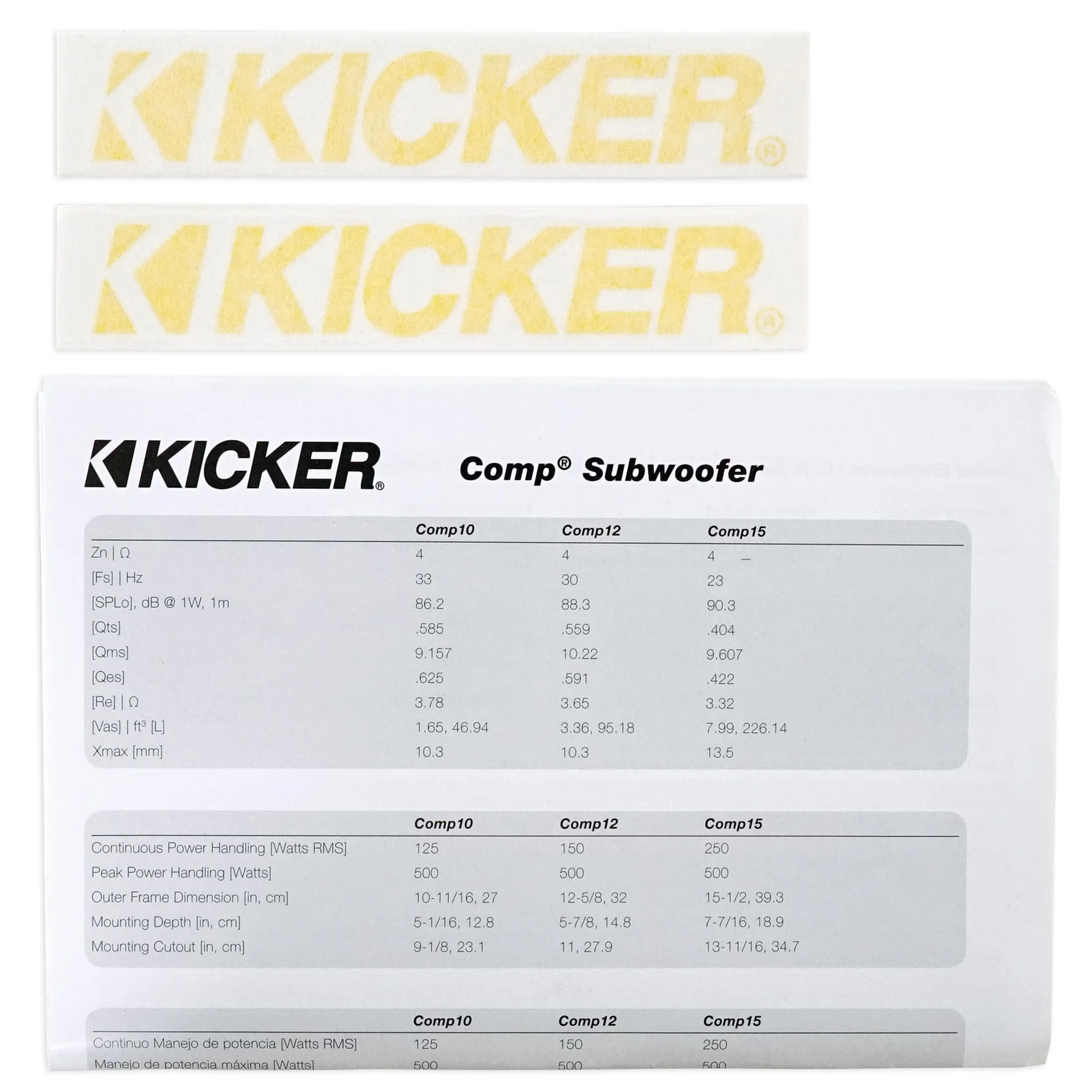 2) KICKER 43C154 Comp 15" 1000 Watt Car Subwoofers Subs+Sealed Sub Box Enclosure - Image 9