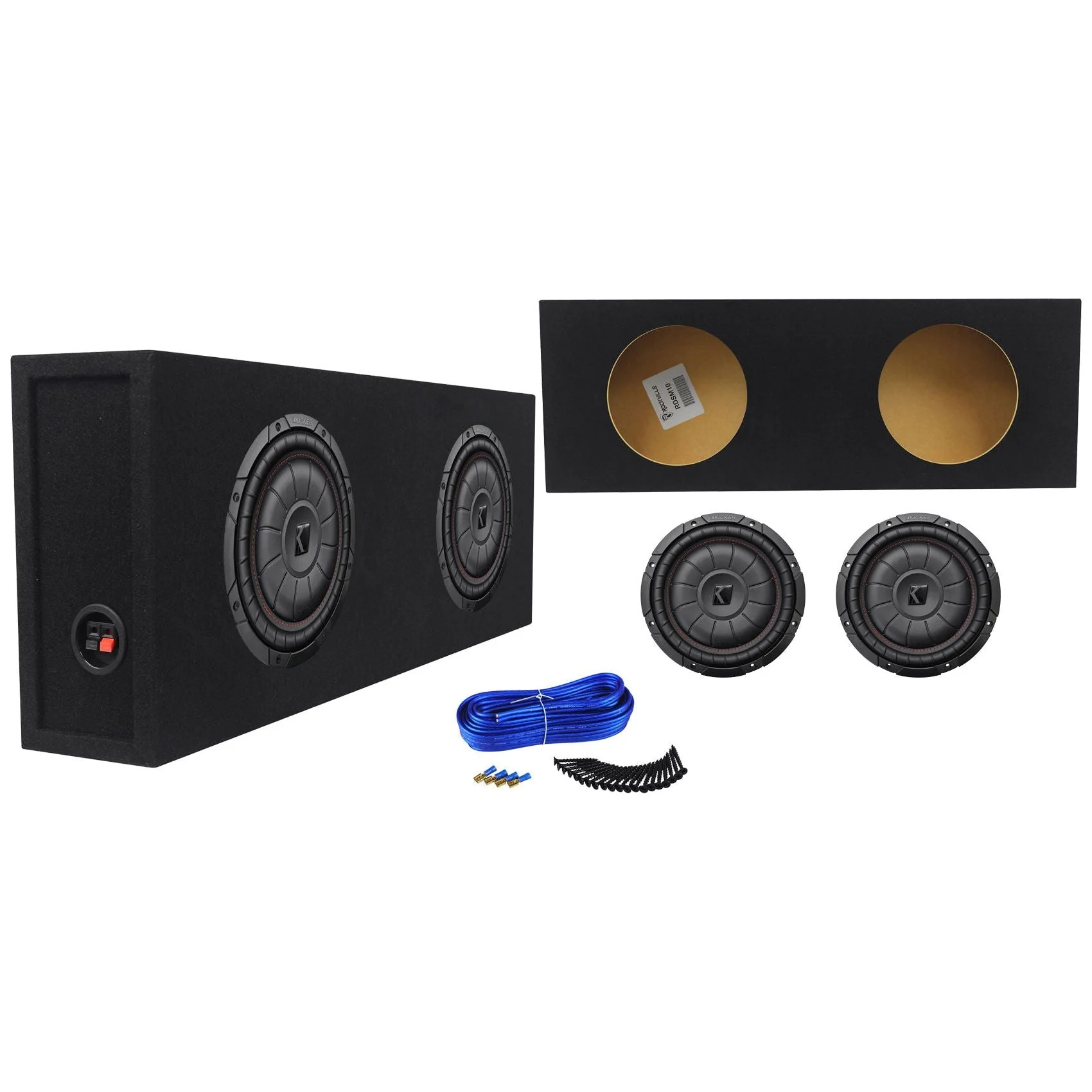 (2) Kicker 43CVT102 COMPVT 10" 1600w Shallow Subwoofers+Sealed Sub Box Enclosure - Image 2