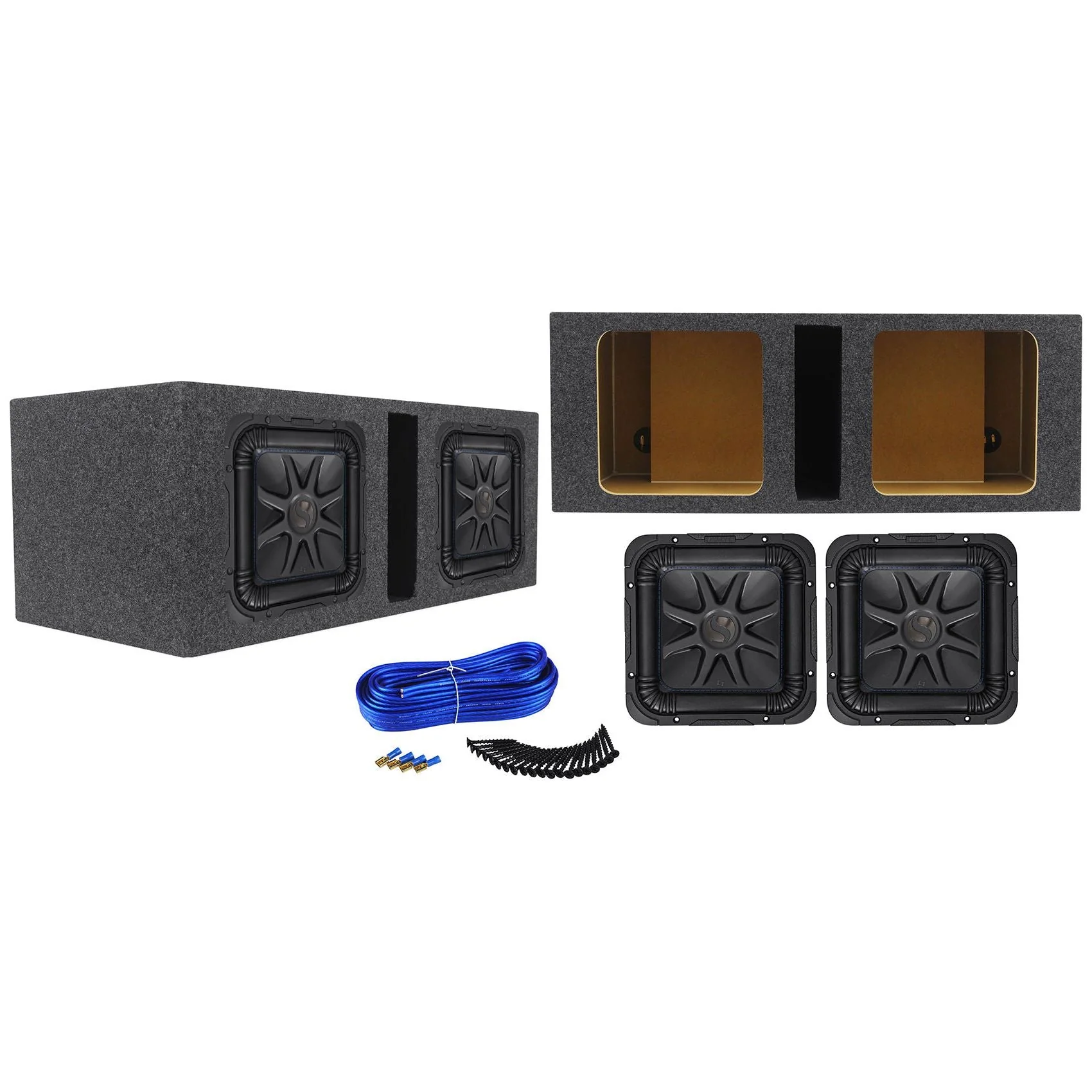 (2) Kicker L7S104 10" 2400 Watt solobaric L7S Car Subwoofers + Sub Box 44L7S10-4 - Image 2