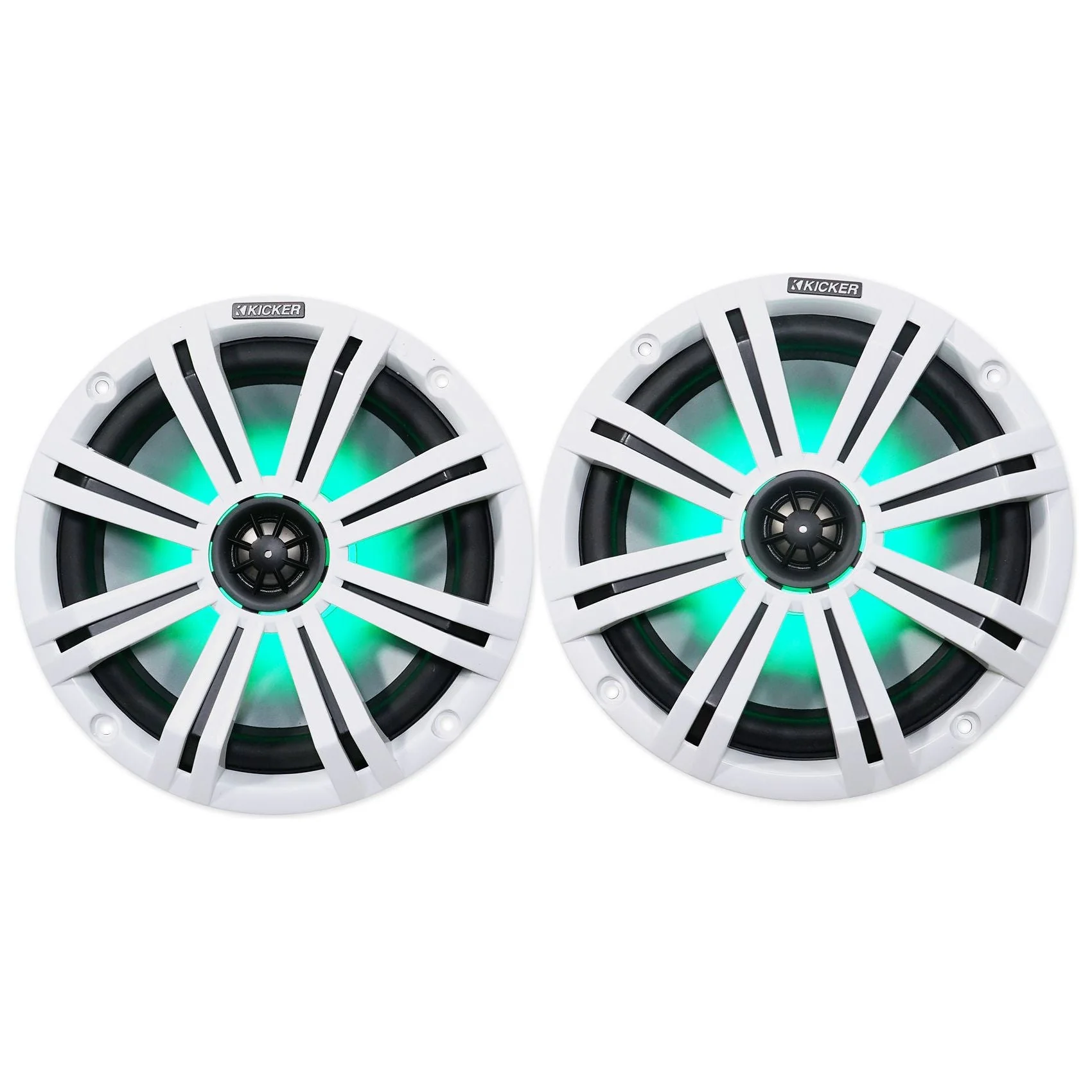 (2) Dual KICKER 45KM84L 8" 1200w Marine Boat LED Wakeboard Tower Speakers KM8 - Image 8