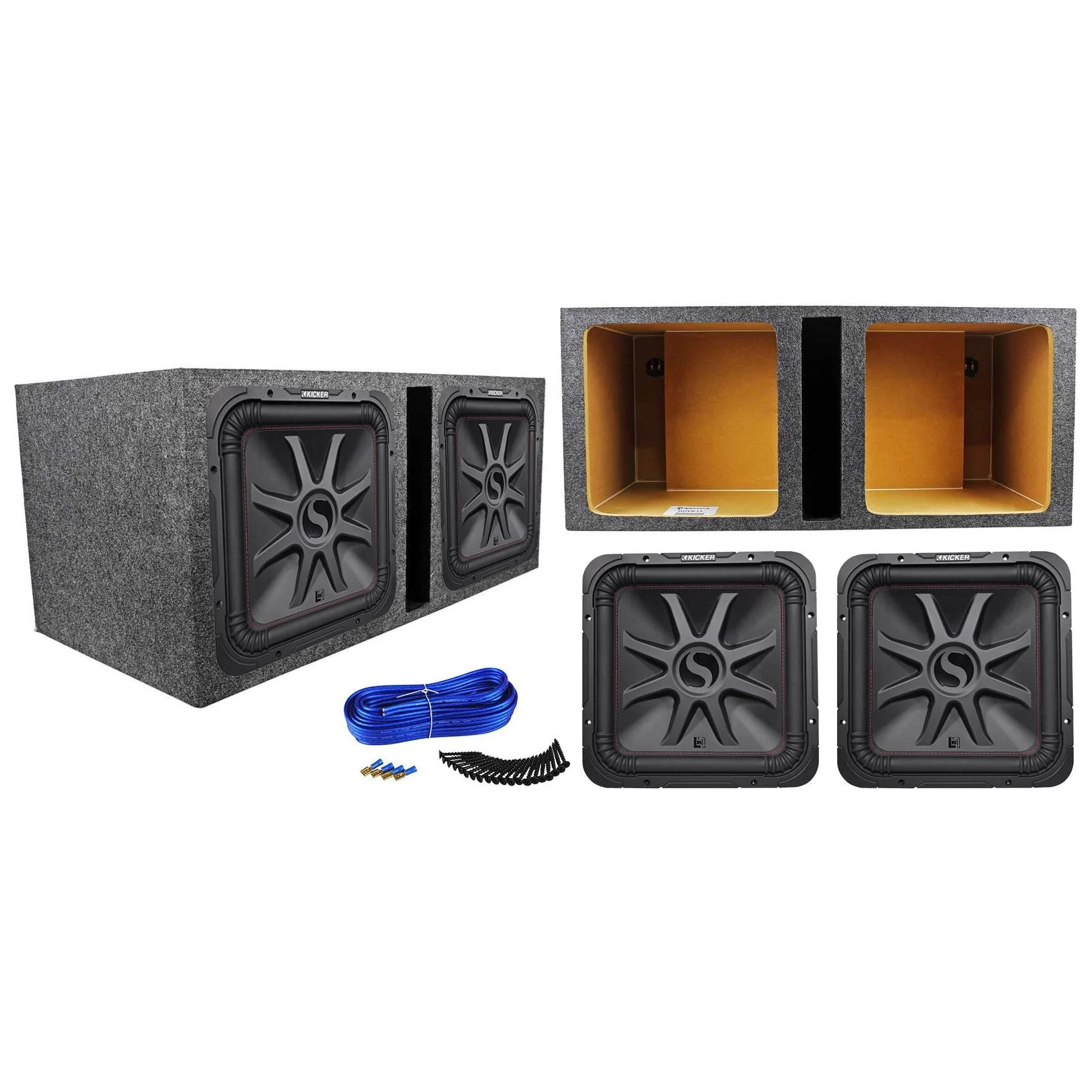 (2) KICKER 45L7R154 15" 3600w L7R Car Subwoofers+Vented Sub Box Enclosure L7R154 - Image 2