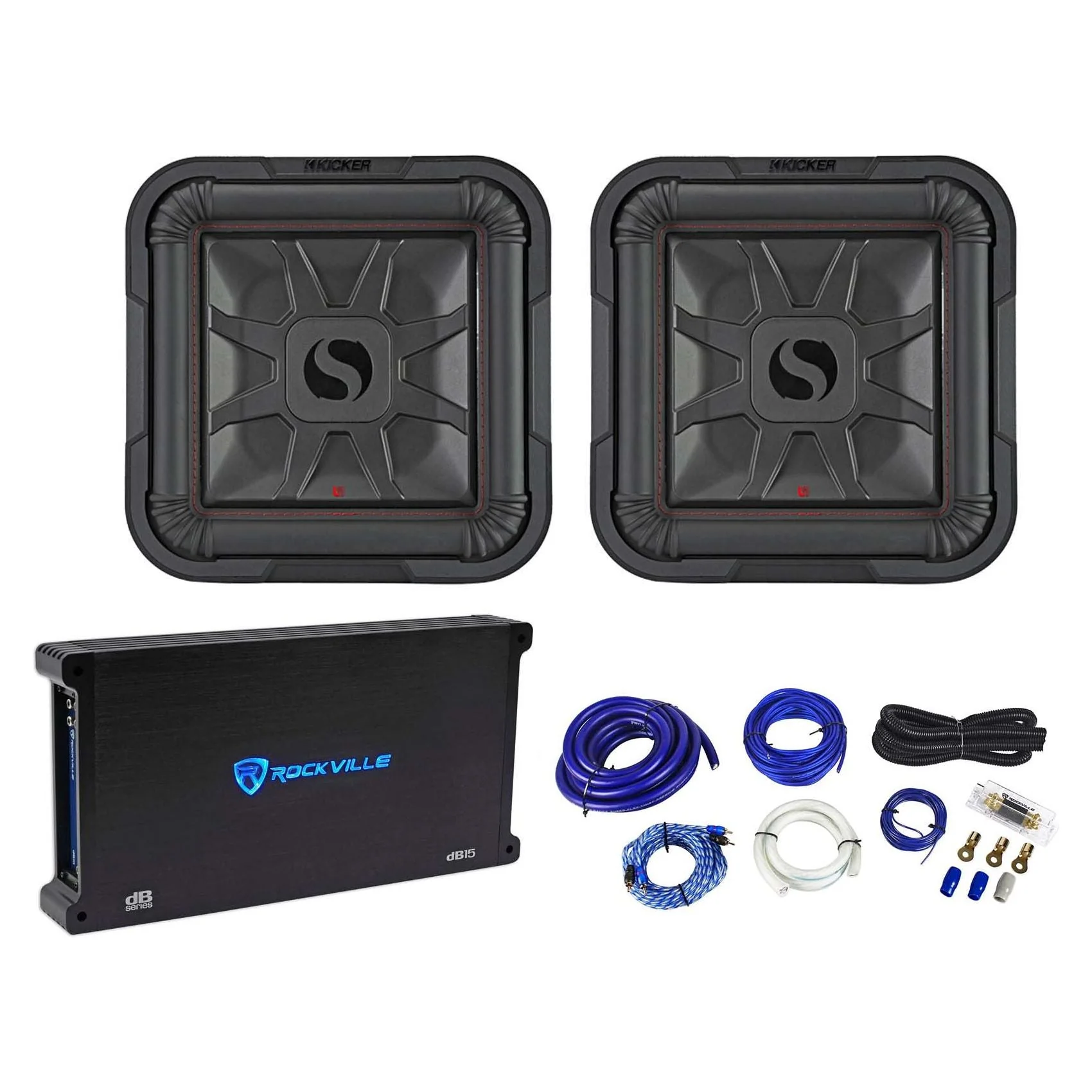 (2) KICKER 46L7T122 12" 1200w L7T Subwoofers Solo-Baric Subs+Amplifier+Amp Kit - Image 2