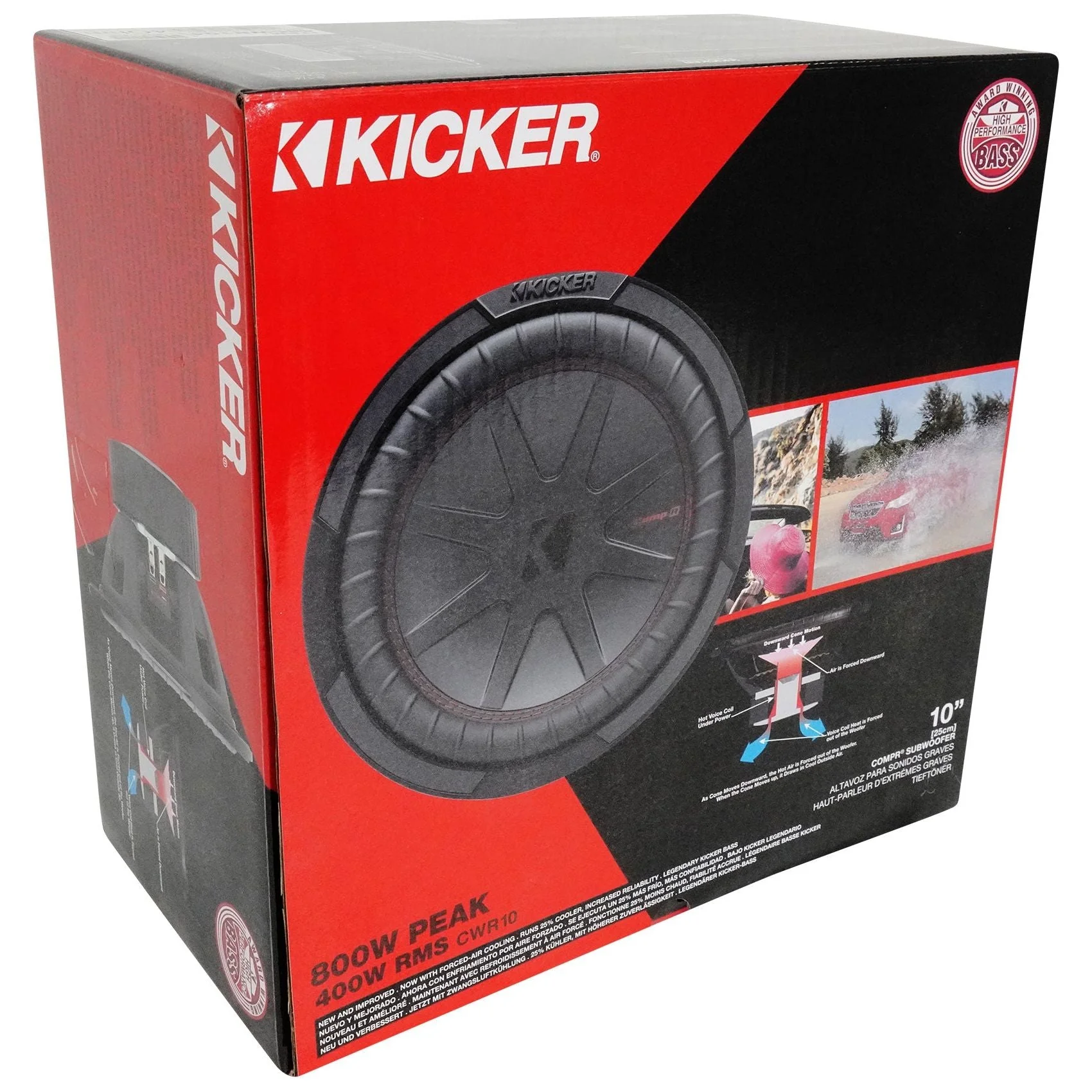 (2) Kicker 48CWR104 COMPR10 10" 1600 Watt Subwoofers+Mono Amplifier+Amp Kit - Image 11