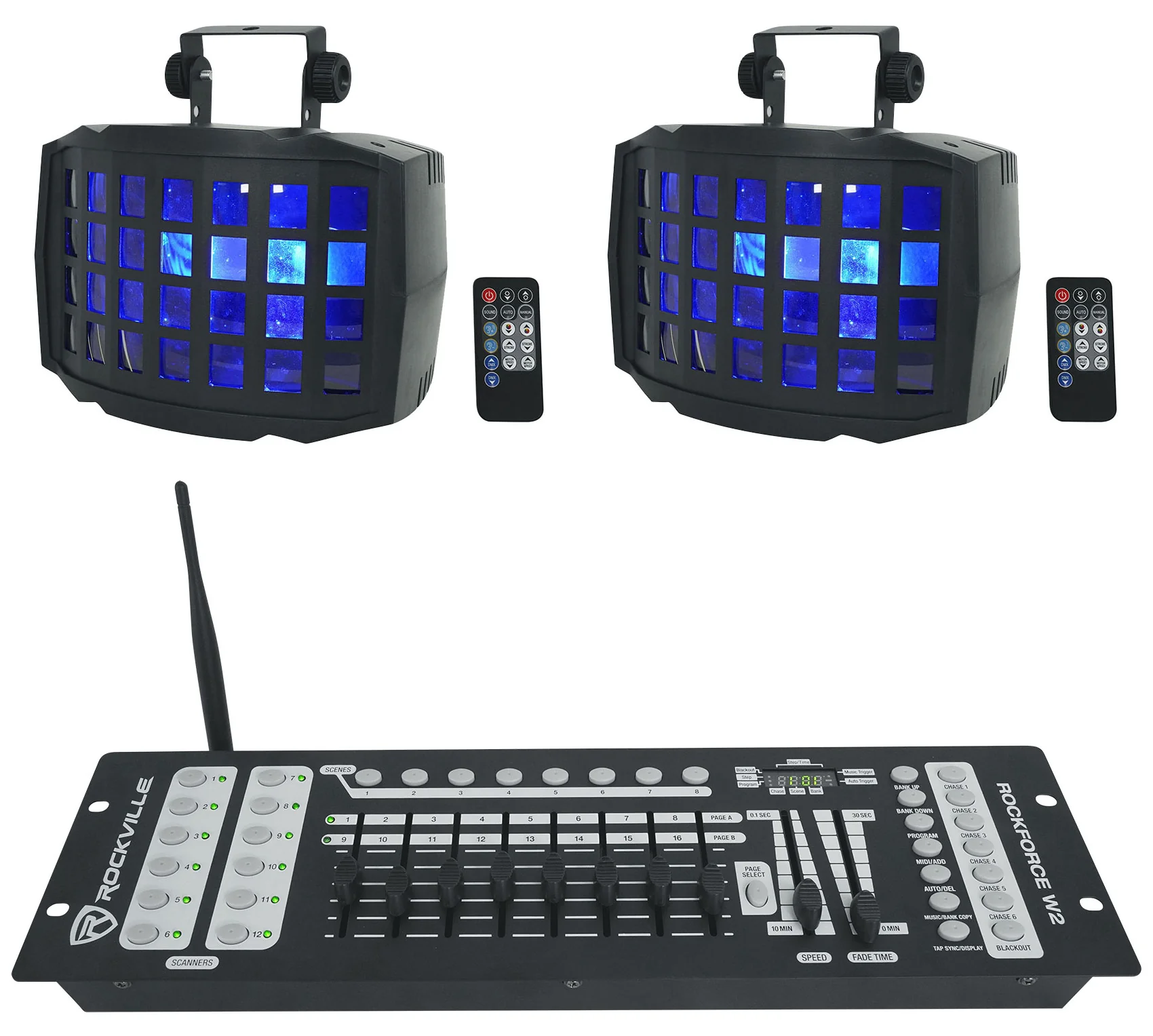BD20 Derby Light 2-Pack + ROCKFORCE W2 Controller Bundle