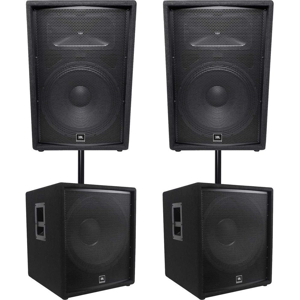 (2) JBL JRX215 1000w 15" 2-Way DJ P/A Speakers+(2) 18" 1400w Subwoofers Pro Subs - Image 2