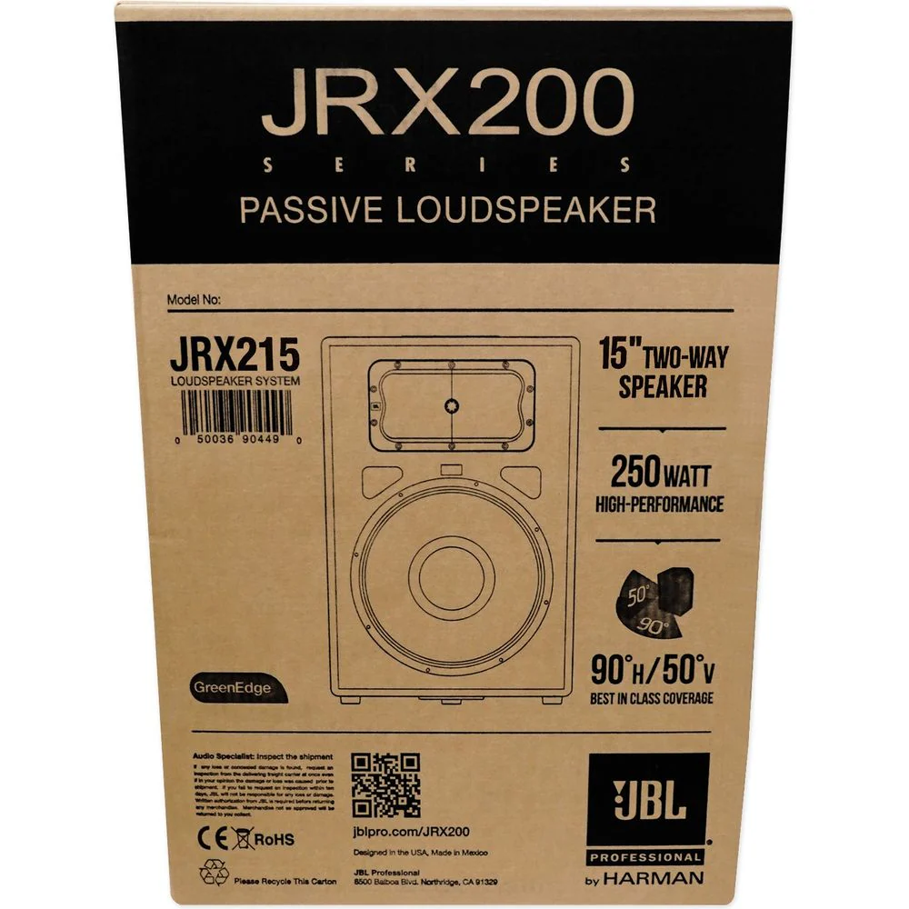 (2) JBL Pro JRX215 15" 2000w Passive 8 Ohm PA/DJ Speakers+Stands+Cables JRX 215 - Image 9