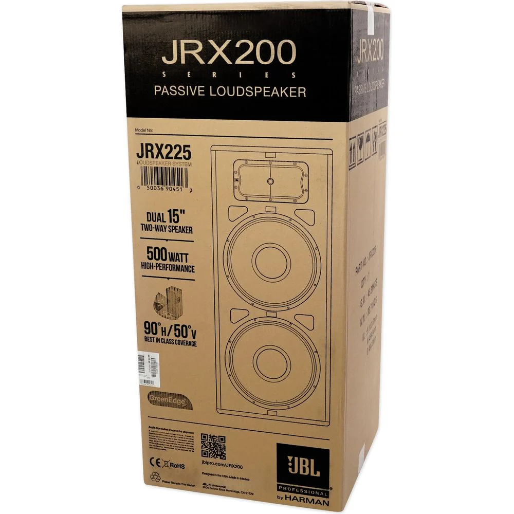 (2) JBL Pro JRX225 2000 Watt Dual 15" DJ PA Speakers+Power Amplifier+Cables - Image 10