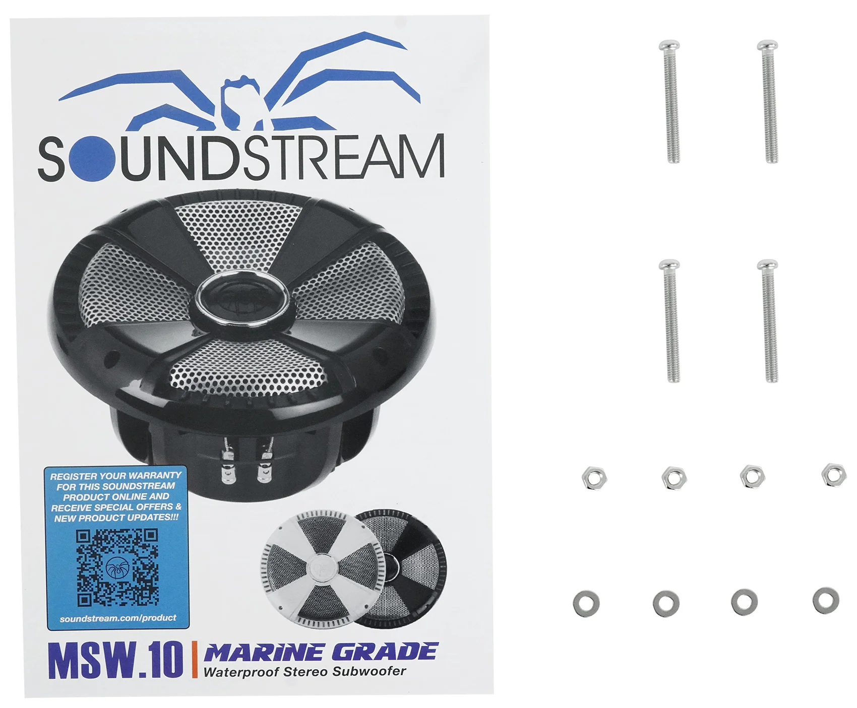 2) SoundStream MSW.102 10" 600 Watt Marine/Boat/UTV Subwoofers+Amplifier+Amp Kit - Image 11
