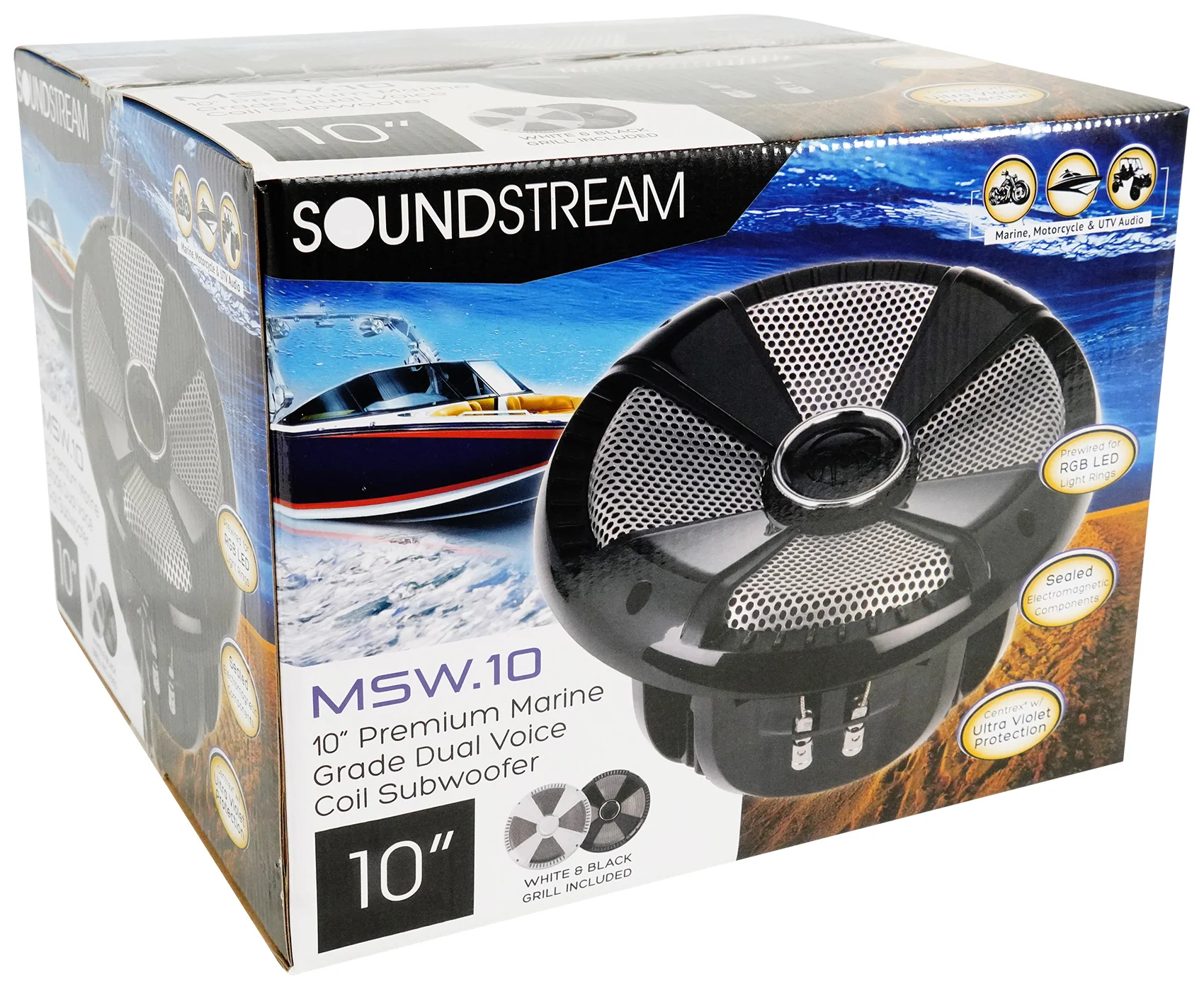 2) SoundStream MSW.102 10" 600 Watt Marine/Boat/UTV Subwoofers+Amplifier+Amp Kit - Image 12