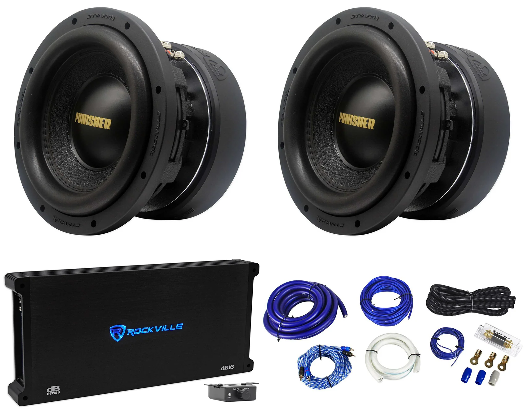 Punisher 10D2 2-Pack + dB16 Mono Amplifier Bundle