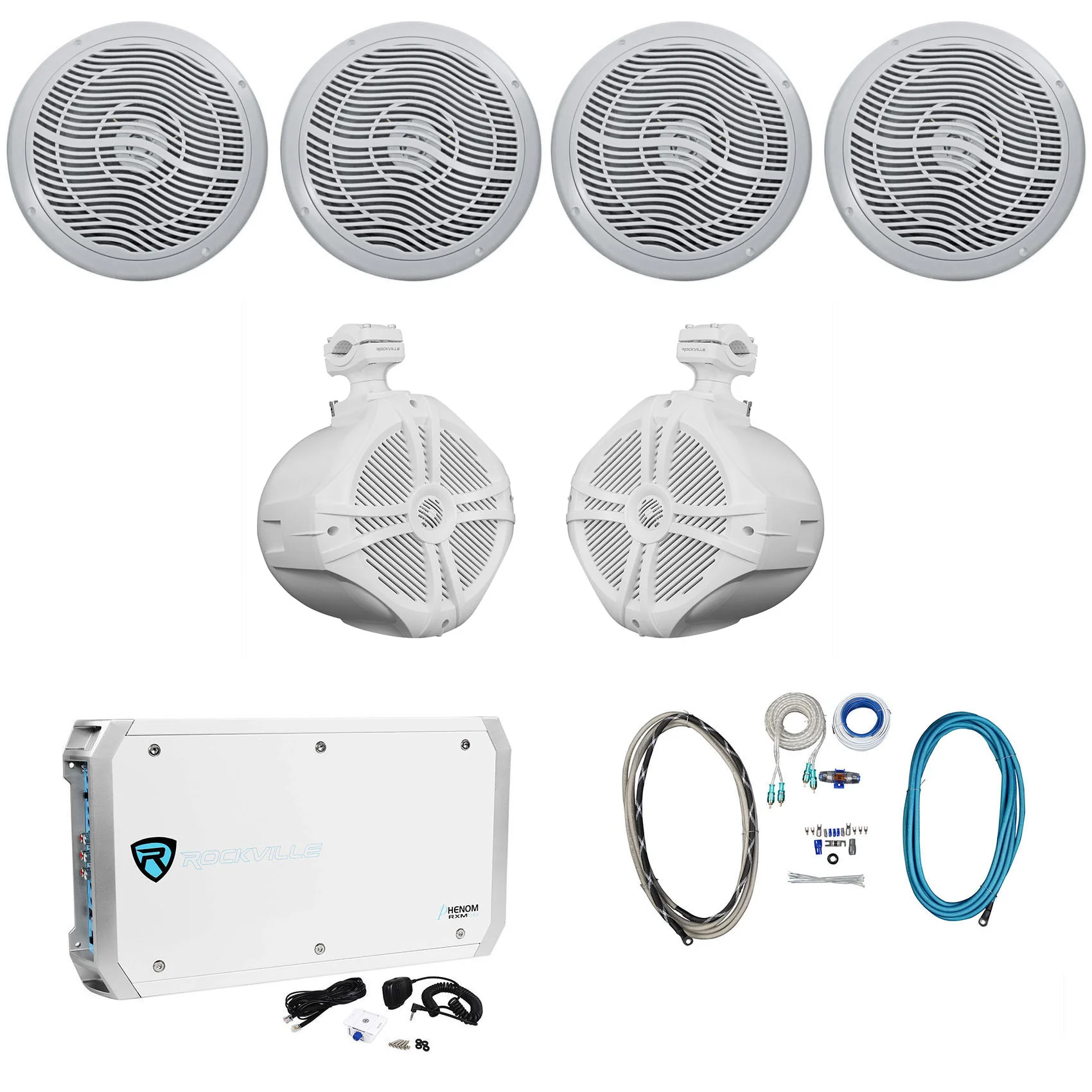 RMC80W 2-Pack + RWB90W + 6‑Channel Amplifier + Wiring Kit Bundle