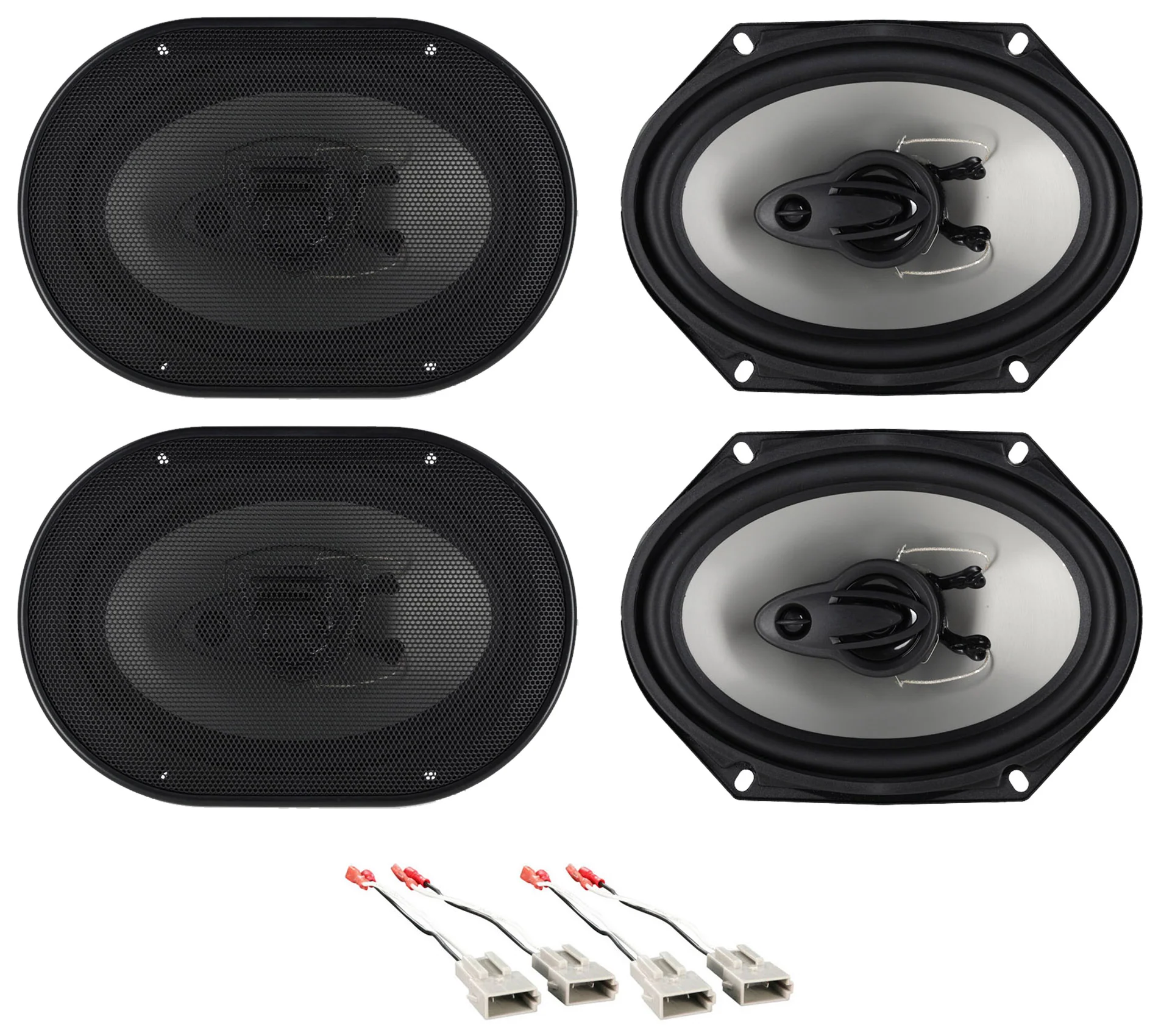 RV68.3A 6x8 Car Speakers 2-Pack + Ford Speaker Harness Bundle