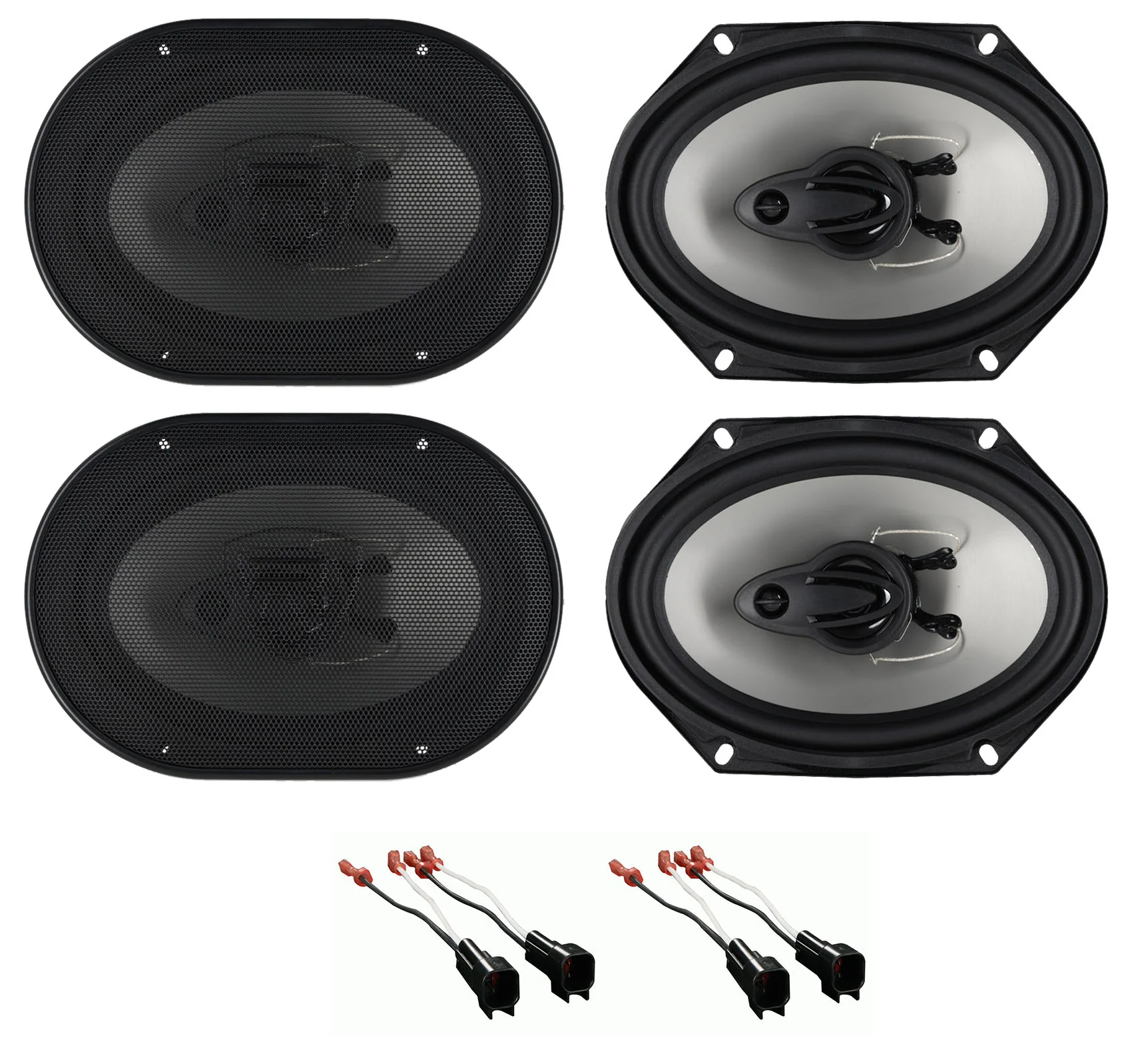RV68.3A 6x8 Car Speakers 2-Pack + Ford Speaker Harness Bundle