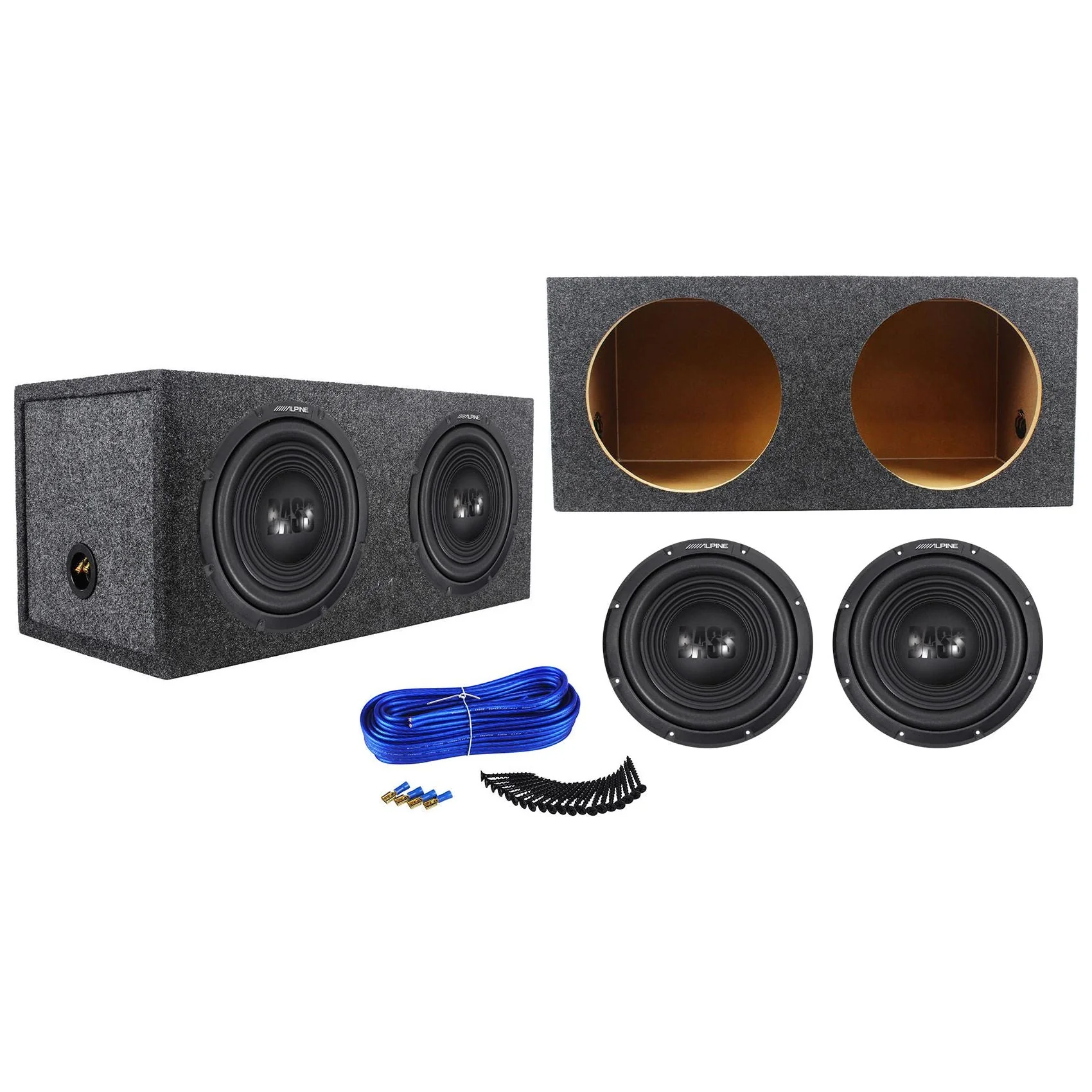 (2) Alpine W12S4 12" 1500 Watt Car Audio Subwoofers + Sealed Sub Box Enclosure - Image 2