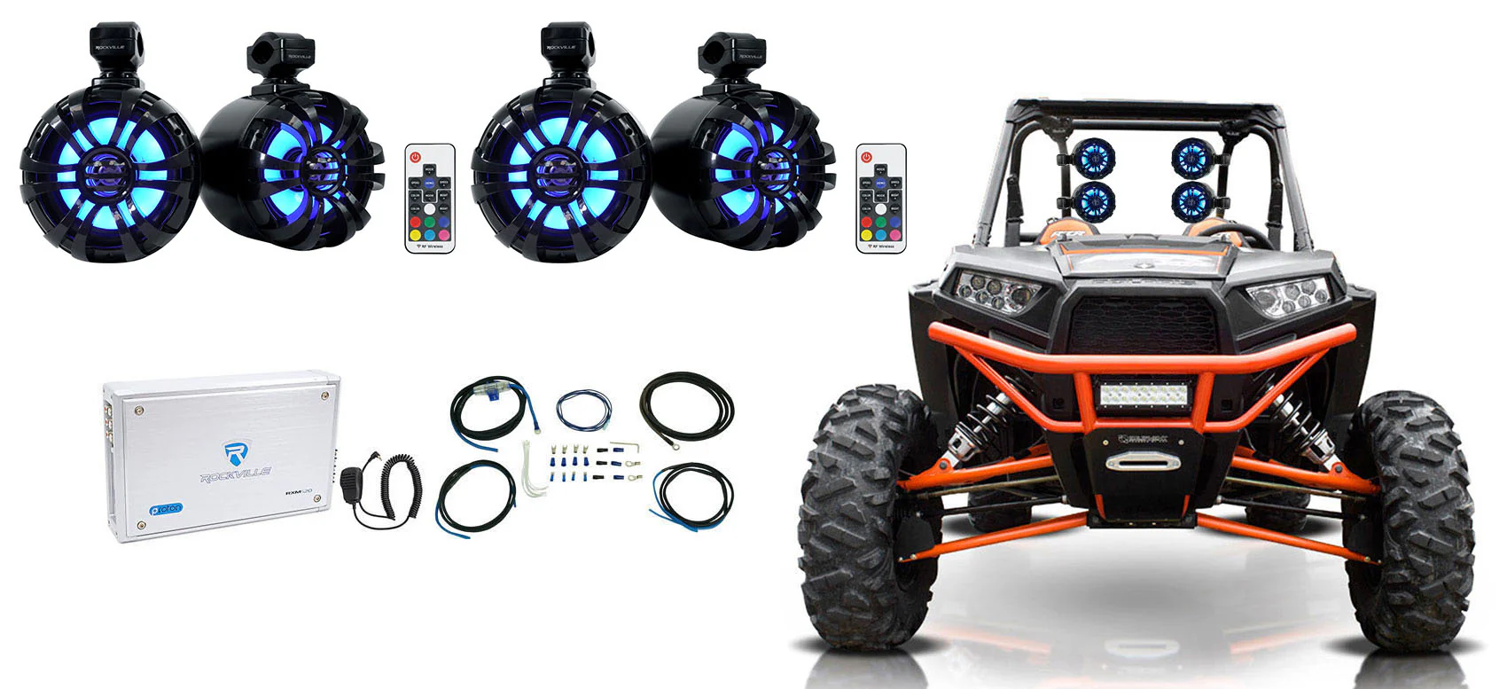 WB65KLS Black 2-Pack + RXM‑S20 4‑Ch Amp + OFC Install Kit Bundle