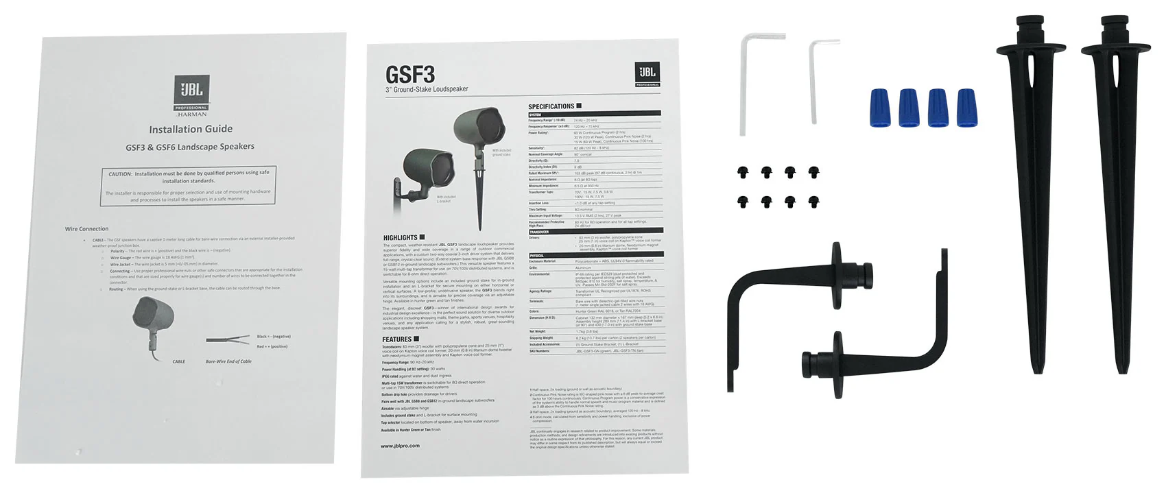 (6) JBL GSF3-GN 6.5" Landscape Ground Stake/Wall 70v Commercial Speakers+Amp - Image 2