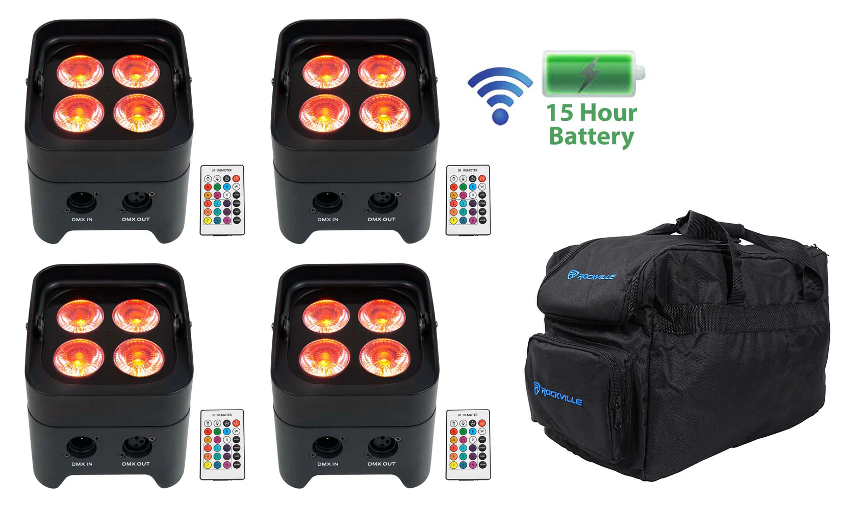 BEST PAR 50 4-Pack + RLB30 Lighting Bag Bundle