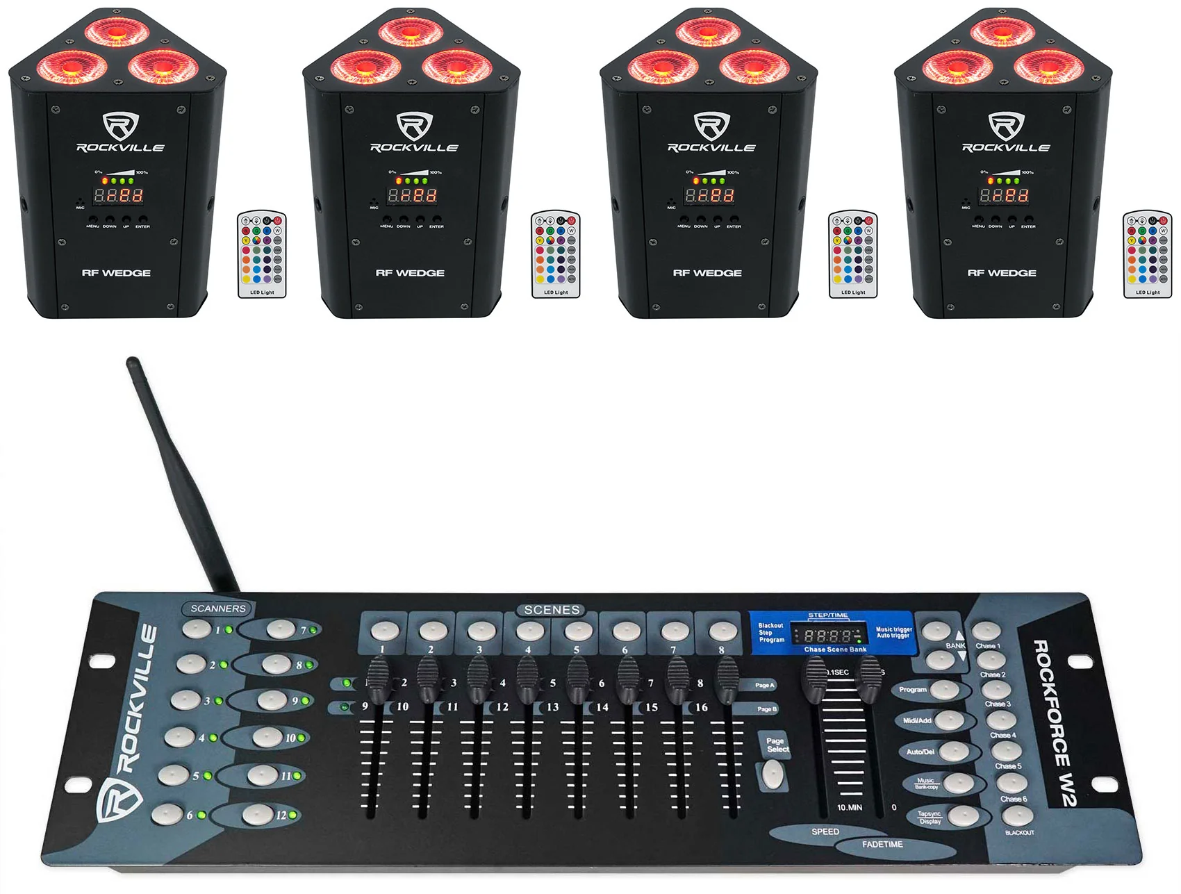 RF Wedge Black 4-Pack + ROCKFORCE W2 Controller Bundle