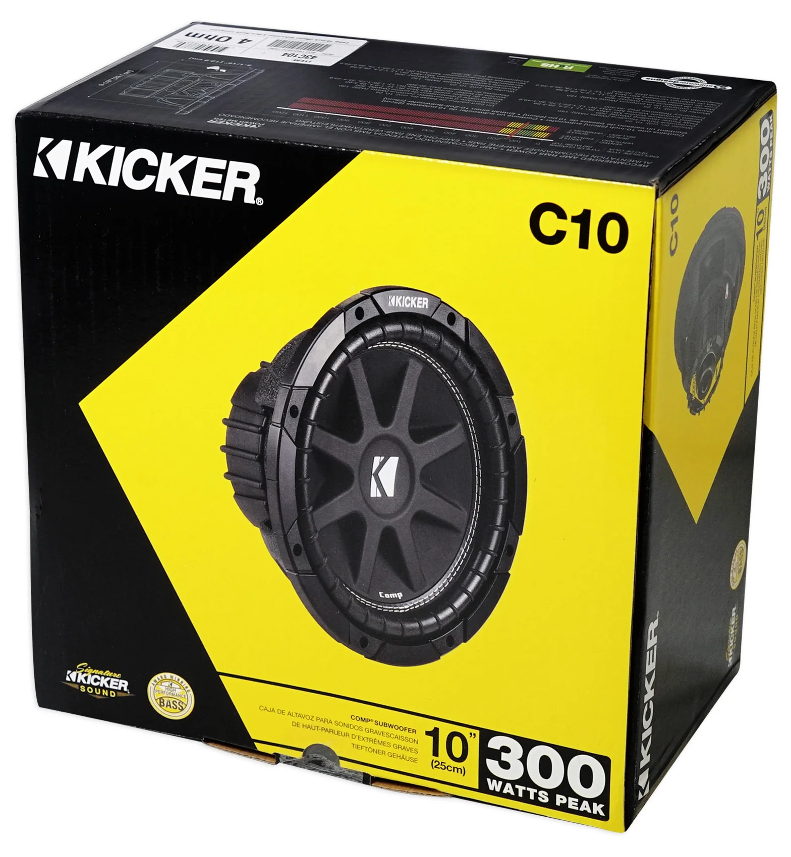 KICKER 43C104 Comp 10" 300 Watt Car Audio Subwoofer Sub+Mono Amplifier+Amp Kit - Image 16