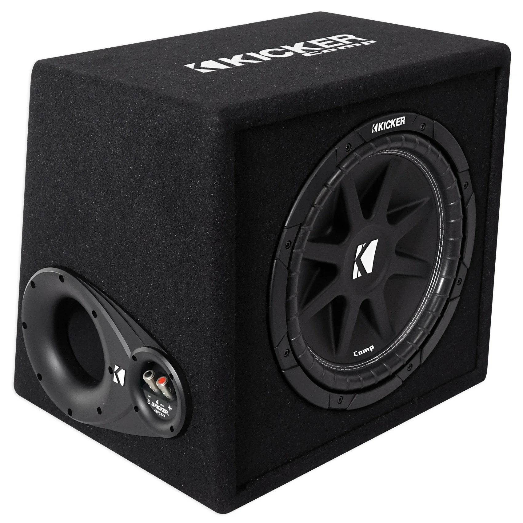 KICKER 43VC124 Comp 12" Subwoofer In Vented Sub Box Enclosure+Amplifier+Amp Kit - Image 4