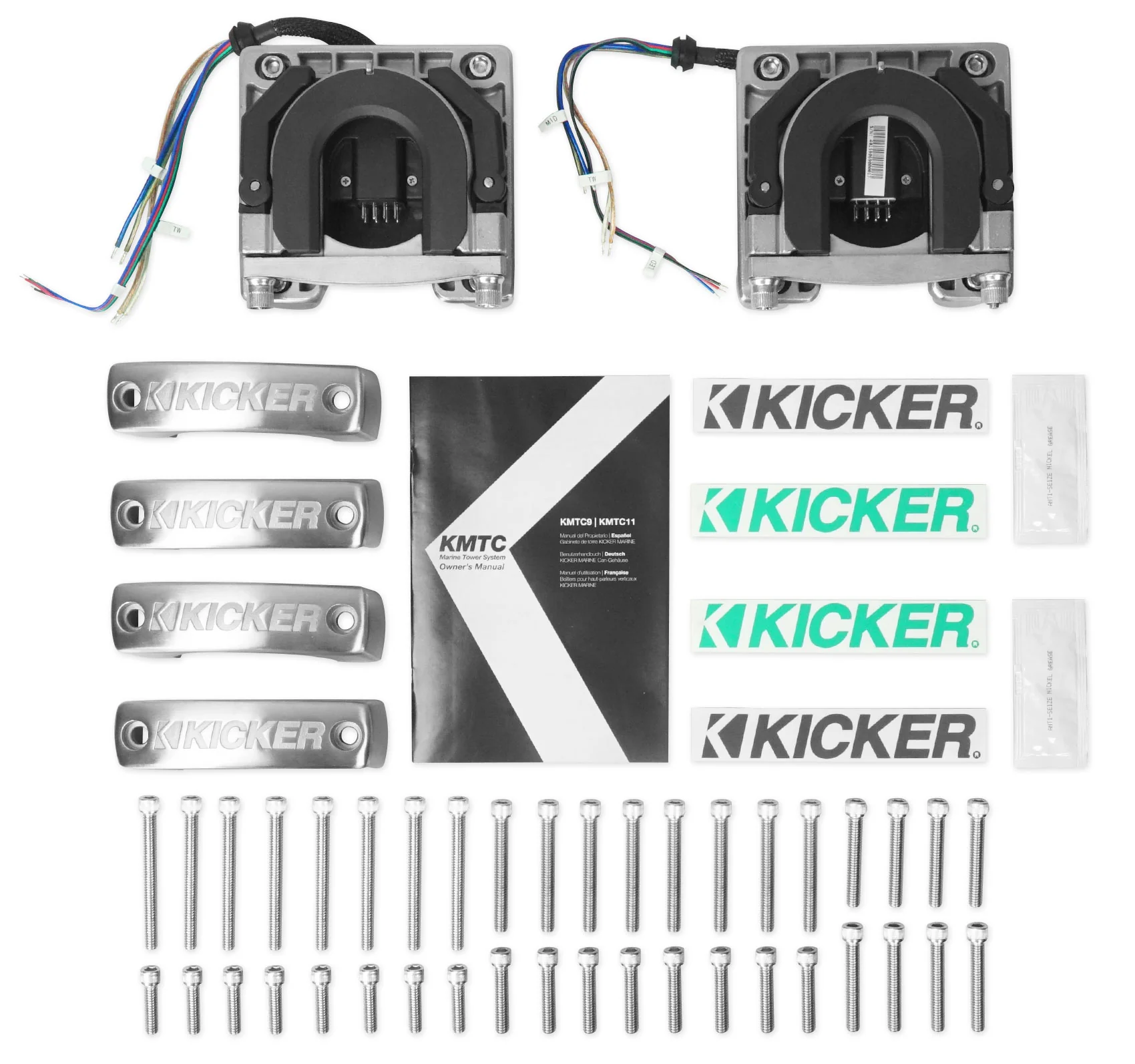 KICKER KMTC11 HLCD 11" Wakeboard Tower Speakers+6) 8" LED Speakers+8-Channel Amp - Image 31