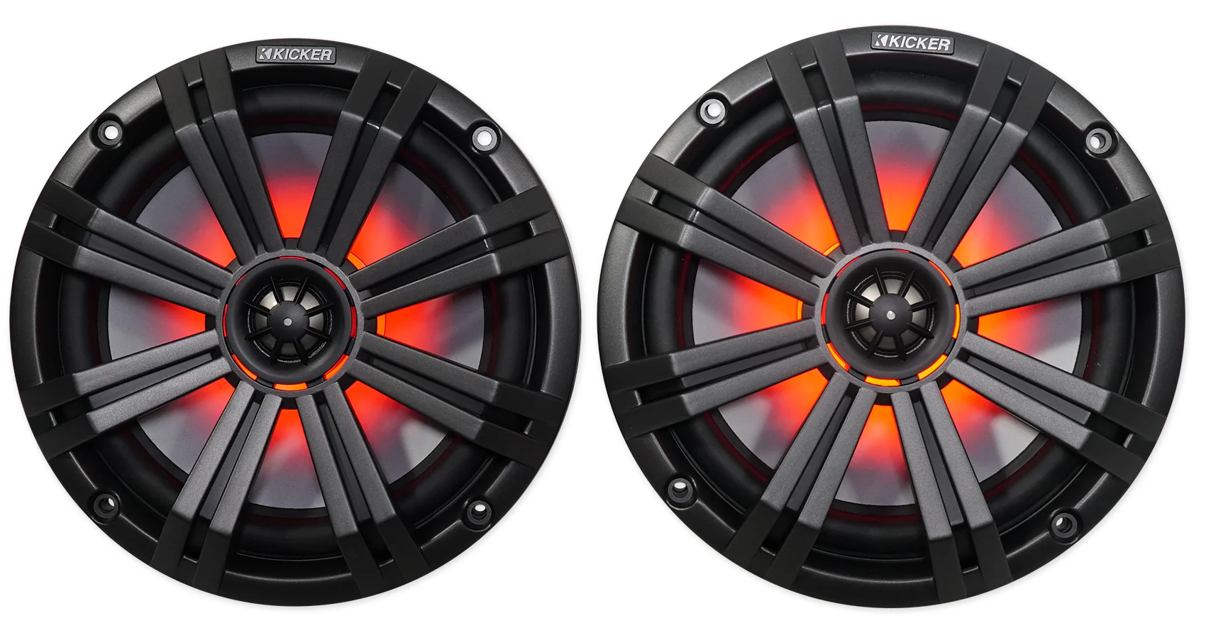 2) KICKER 45KM84L 8" 600 Watt Marine Boat Wakeboard Tower Speakers w/LED's KM8 - Image 5