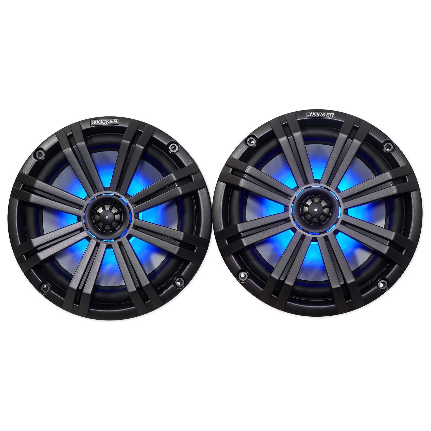 (2) KICKER 45KM84L 8" 600 Watt Marine LED Wakeboard Speakers+Amplifier+Amp Kit - Image 6