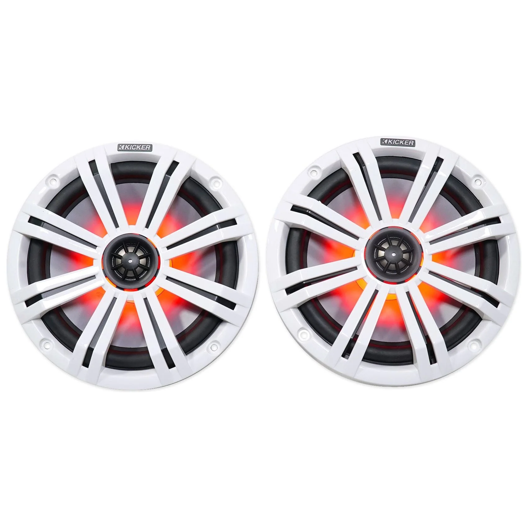 (2) KICKER 45KM84L 8" 600 Watt Marine LED Wakeboard Speakers+Amplifier+Amp Kit - Image 8