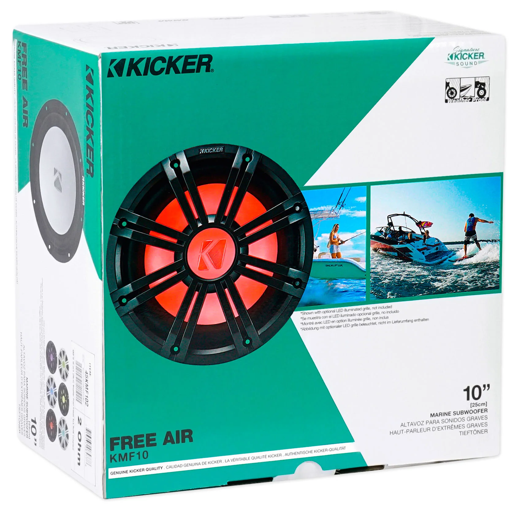 KICKER 45KMF102 10" 350w Peak/175w RMS Marine Boat Subwoofer+Bluetooth Speaker - Image 11