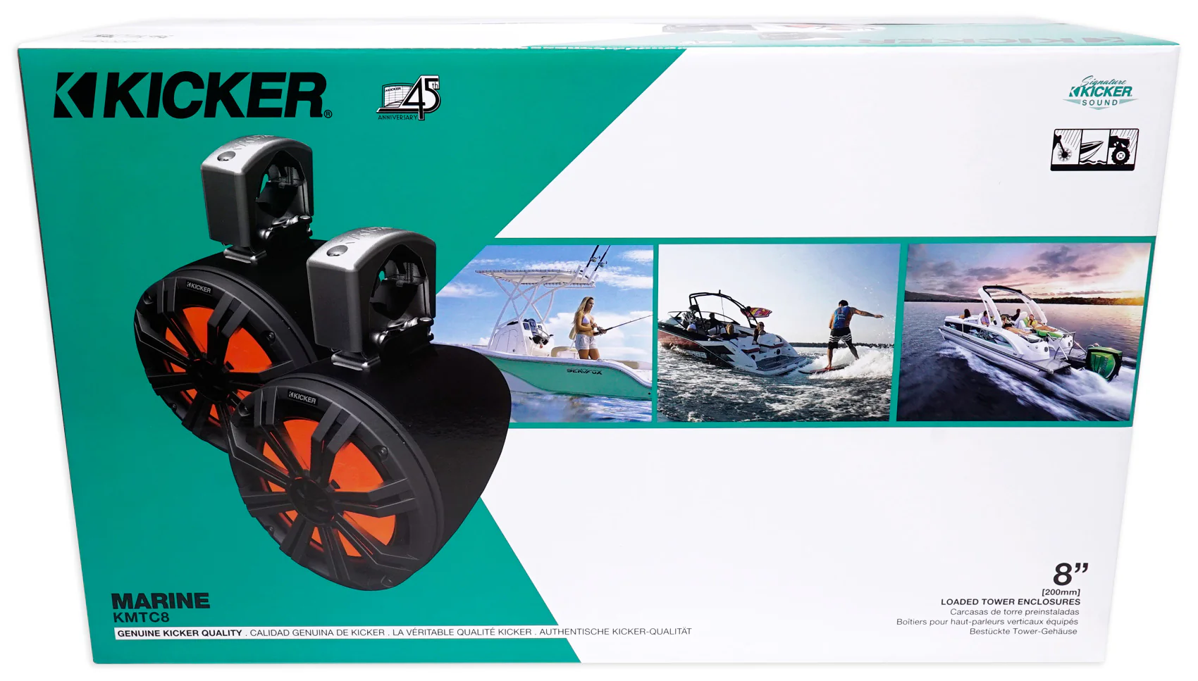 Pair KICKER 45KMTC8 8" 600w Marine Wakeboard Tower Speakers+2-Channel Amplifier - Image 26