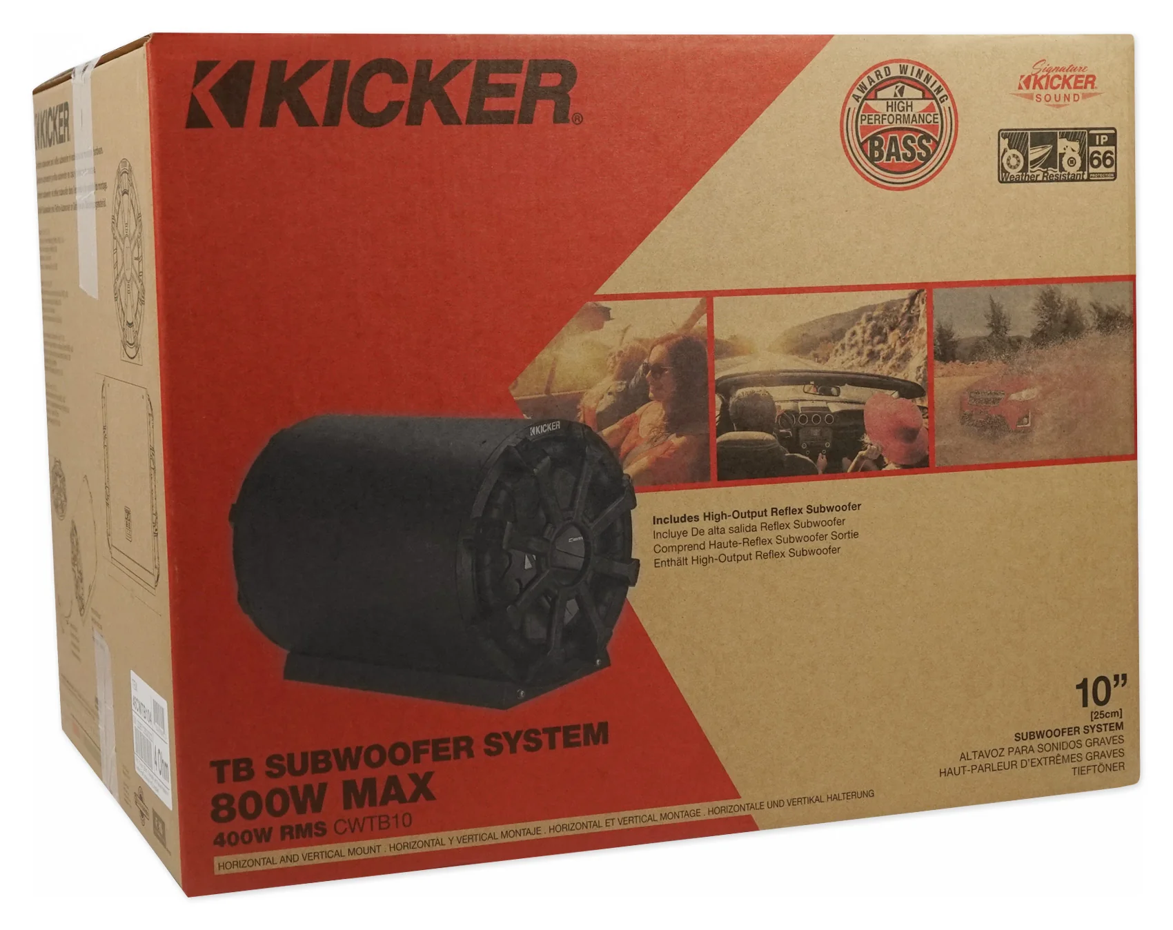 KICKER 46CWTB104 TB 10" 800 Watt Marine Subwoofer+Enclosure+Amplifier For Boat - Image 14