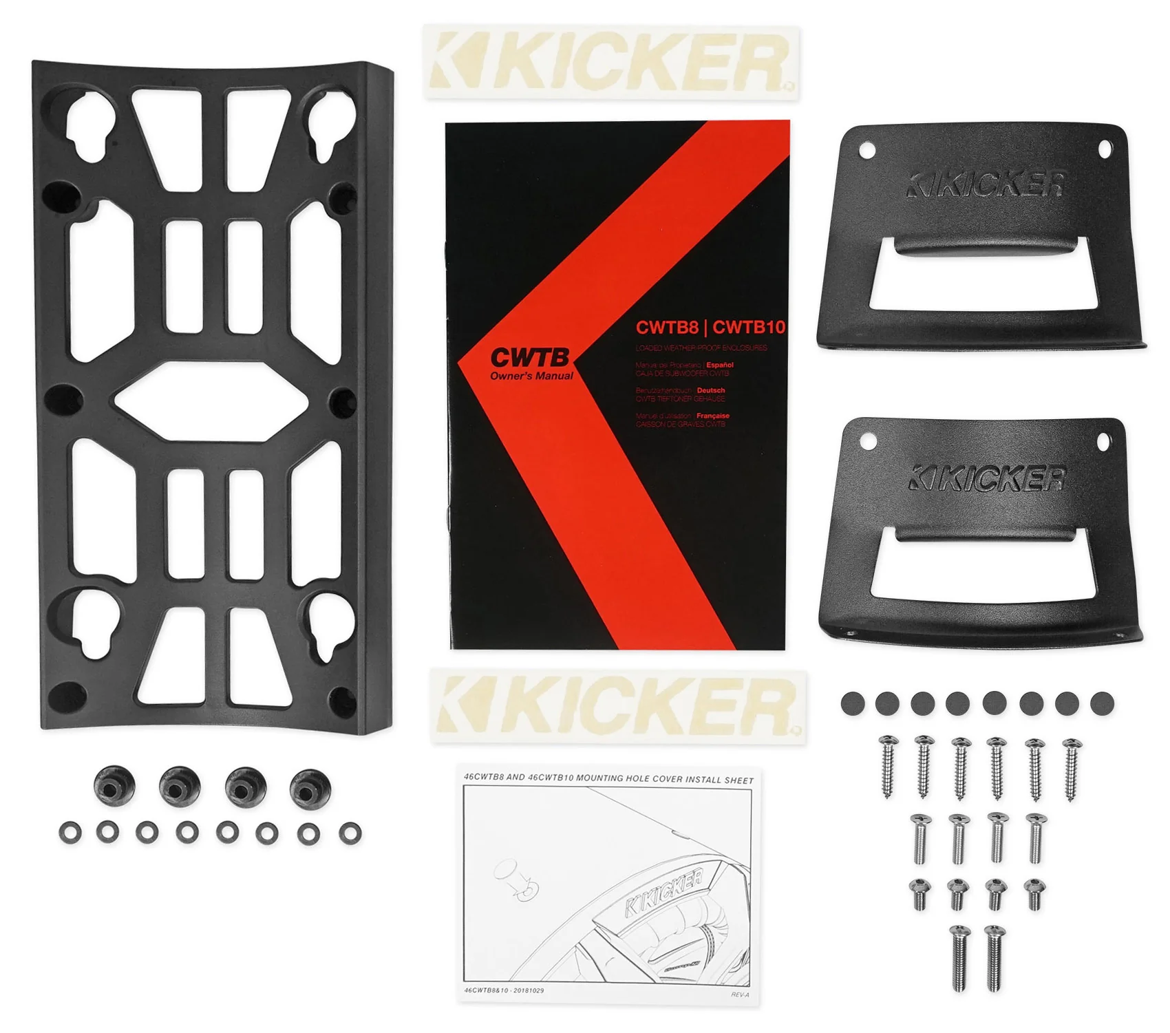 KICKER 46CWTB82 TB 8" 600w Marine Loaded Subwoofer Enclosure+Mono Amp+Wire Kit - Image 8