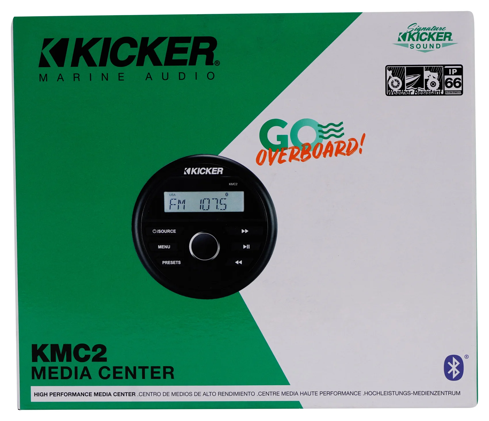 KICKER KMC2 Gauge Hole Digital Media Receiver w/Bluetooth+(2) 4" Black Speakers - Image 3