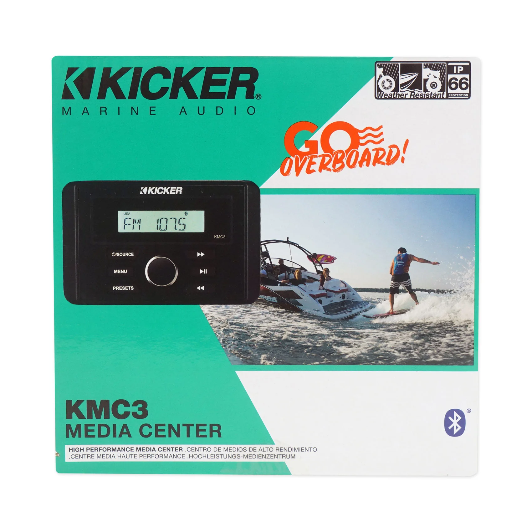 KICKER KMC3 Gauge Hole Digital Media Receiver w/Bluetooth+(2) 4" Black Speakers - Image 10