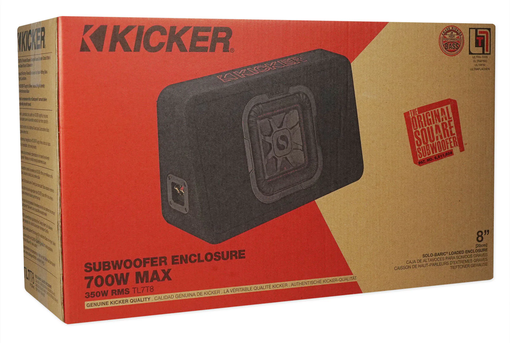 KICKER 46TL7T82 L7T 8" 350w Car Subwoofer Solo-Baric Sub in Slim Box+Amp+Wires - Image 2