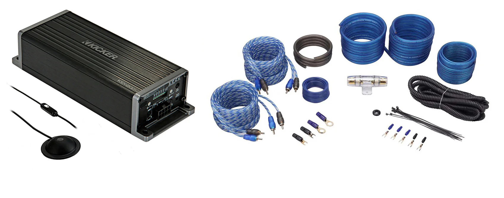 KICKER KEY2004 200w 4-Channel Smart Amplifier w/Auto-EQ/Processor+Amp Wire Kit