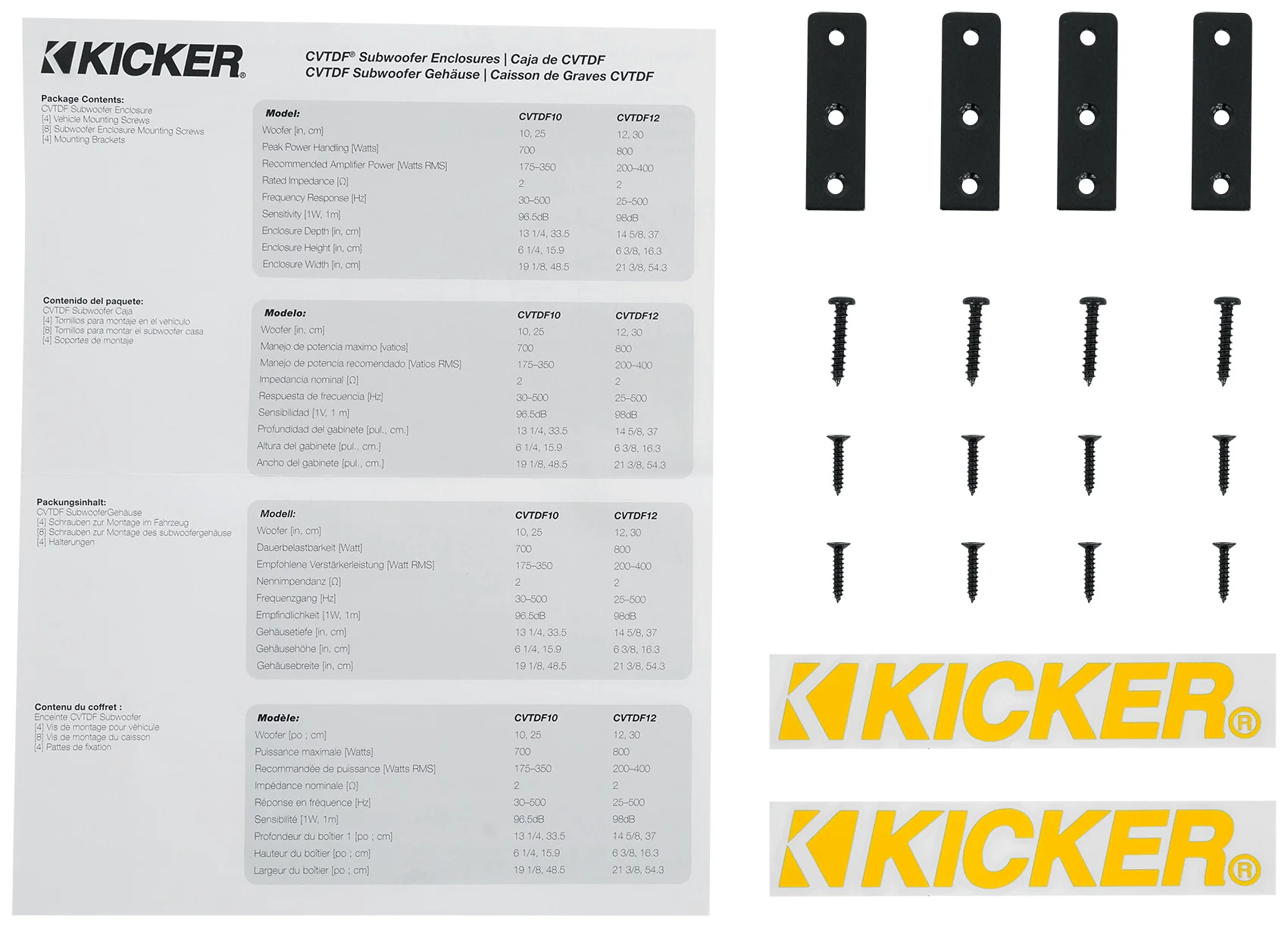 KICKER 48CVTDF122 CVTDF Down-Firing 12" 800w Subwoofer+Sub Box+Amplifier+Amp Kit - Image 24