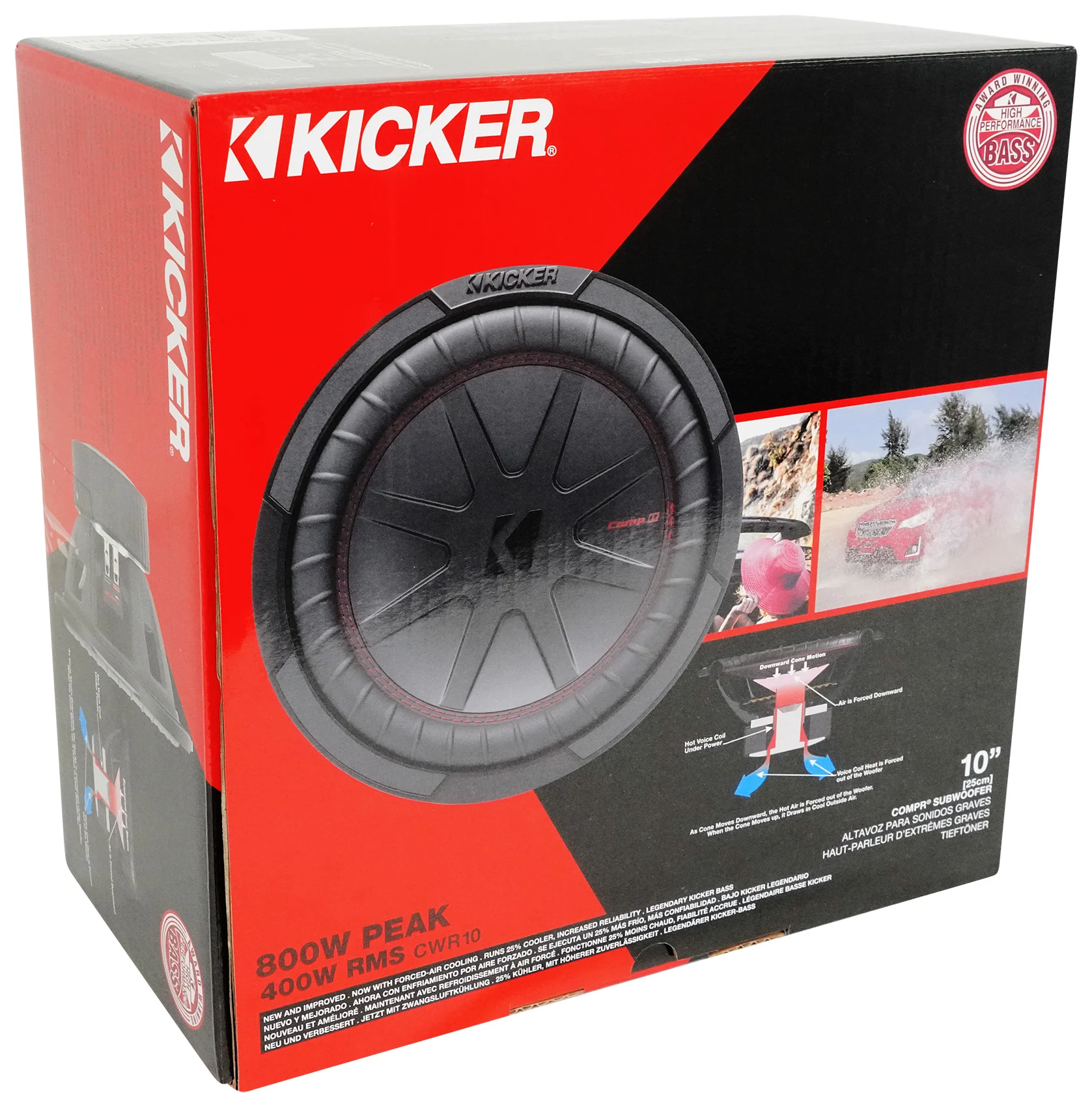 Kicker 48CWR102 COMPR10 10" 800w DVC 4 Car Subwoofer Sub+Mono Amplifier+Amp Kit - Image 4