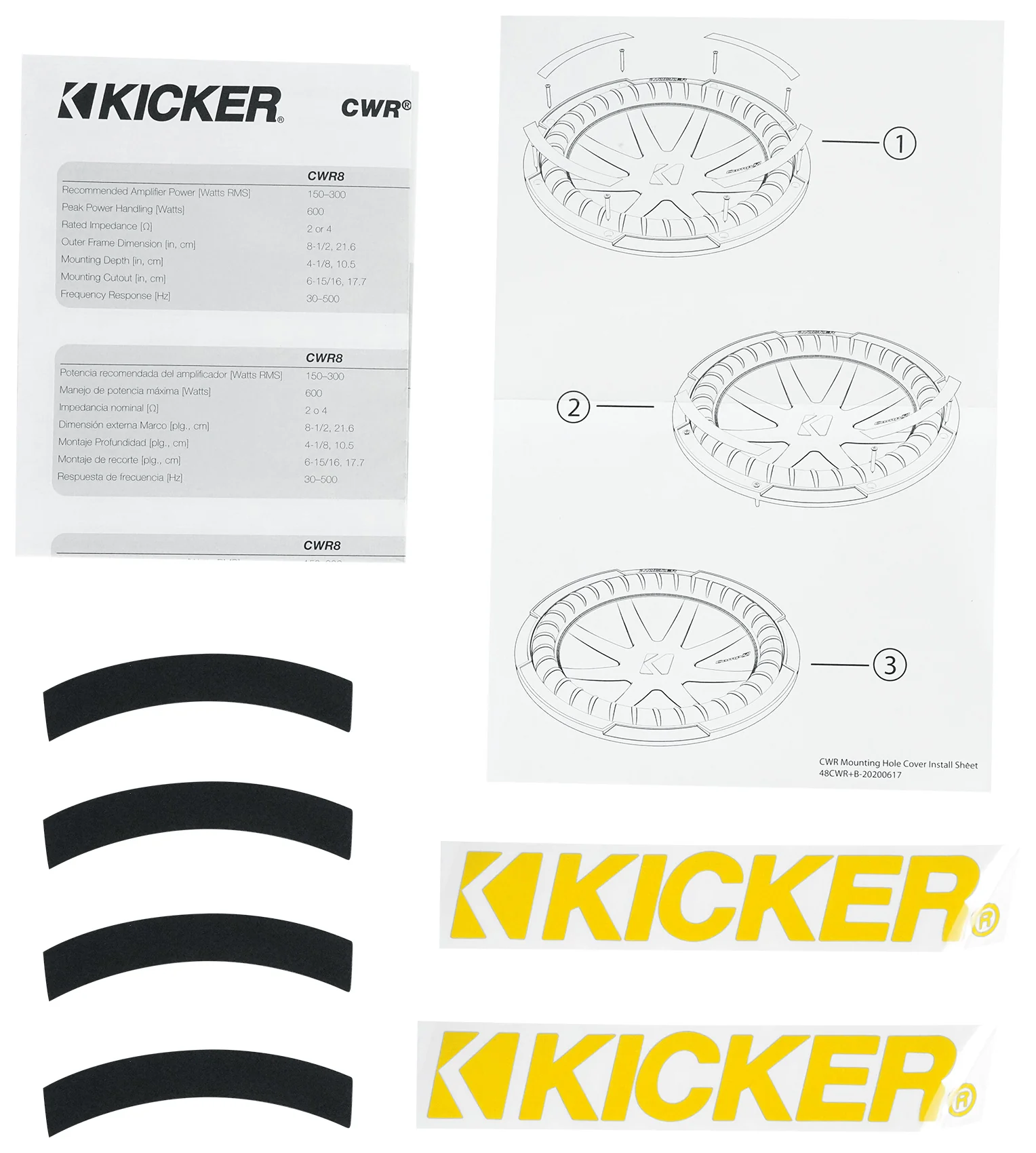 Kicker 48CWR84 COMPR8 600w 8" DVC Car Audio Subwoofer Sub+Mono Amplifier+Amp Kit - Image 22