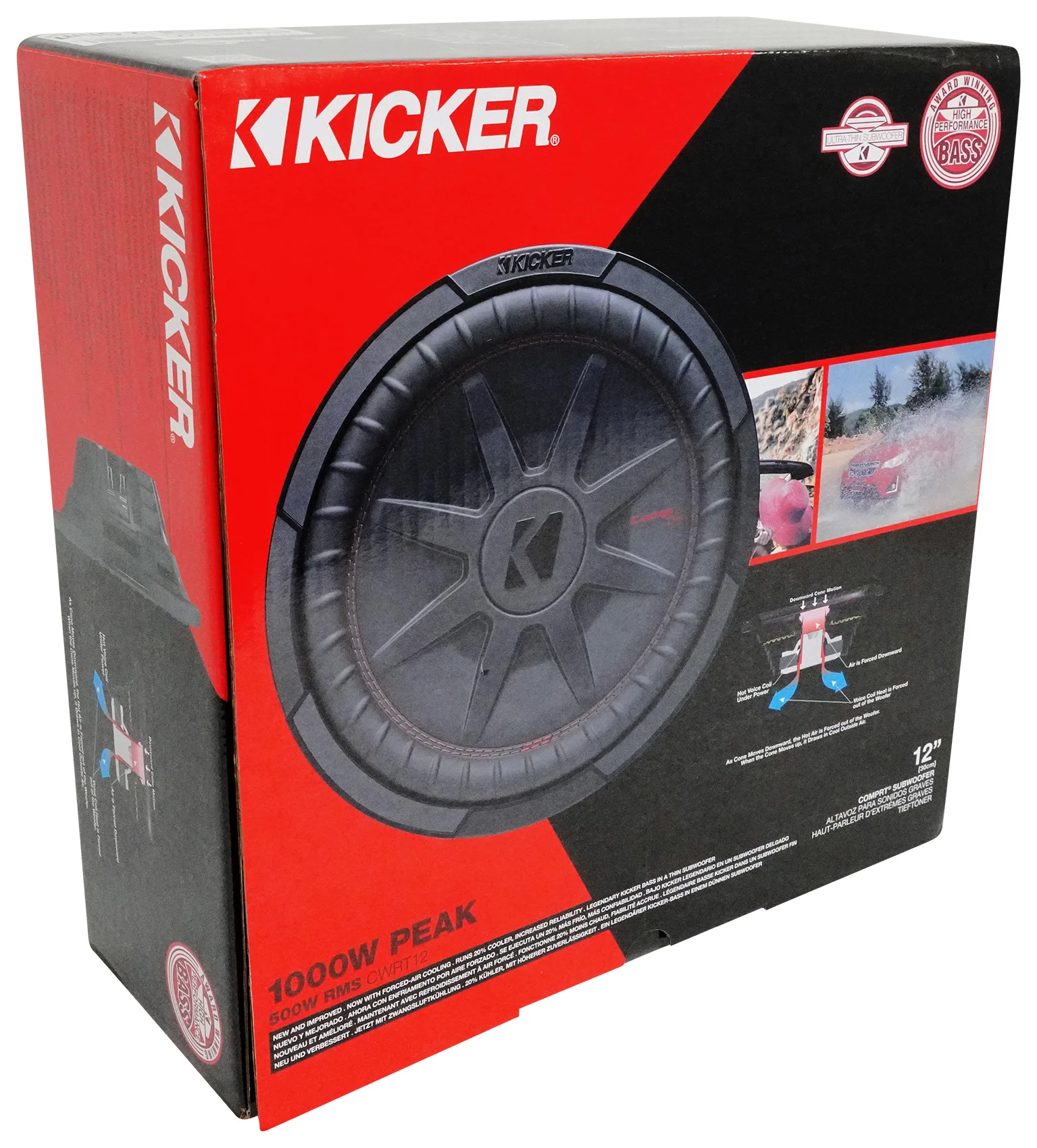 KICKER 48CWRT122 CompRT 1000w Shallow 12" Subwoofer DVC 2-ohm Car Sub COMPRT12 [Open Box] - Image 9