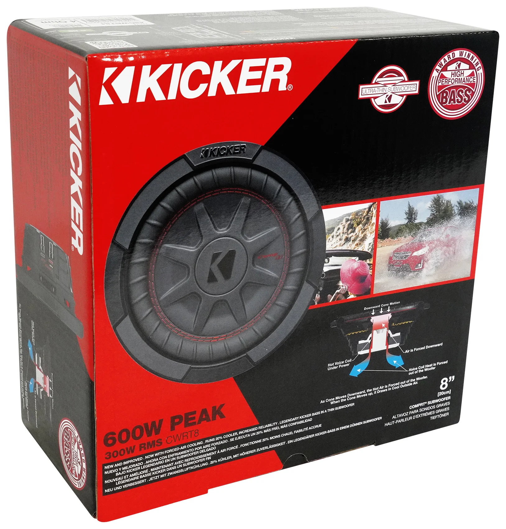 Kicker 48CWRT84 COMPRT8 600w 8" Shallow Car Subwoofer Sub+Mono Amplifier+Amp Kit - Image 2