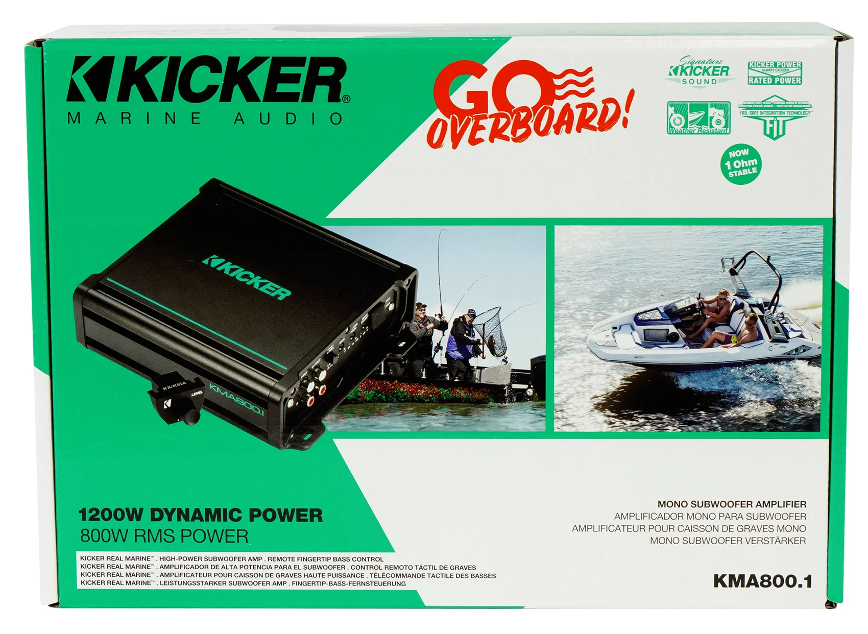 KICKER 48KMA8001 800 Watt 1-Ohm Marine/Boat Mono Amplifier Sub Amp KMA800.1 [Open Box] - Image 9