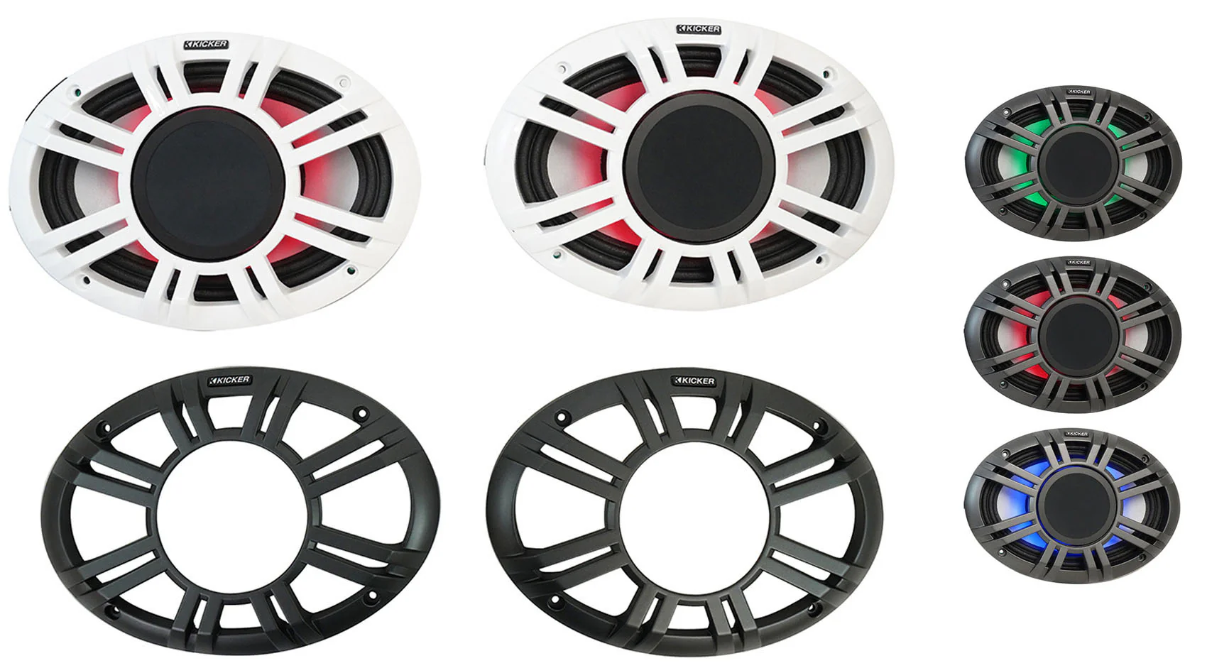 (2) KICKER 48KMXL694 300w 6x9" Marine Boat Speakers+Bluetooth Gauge Receiver - Image 2