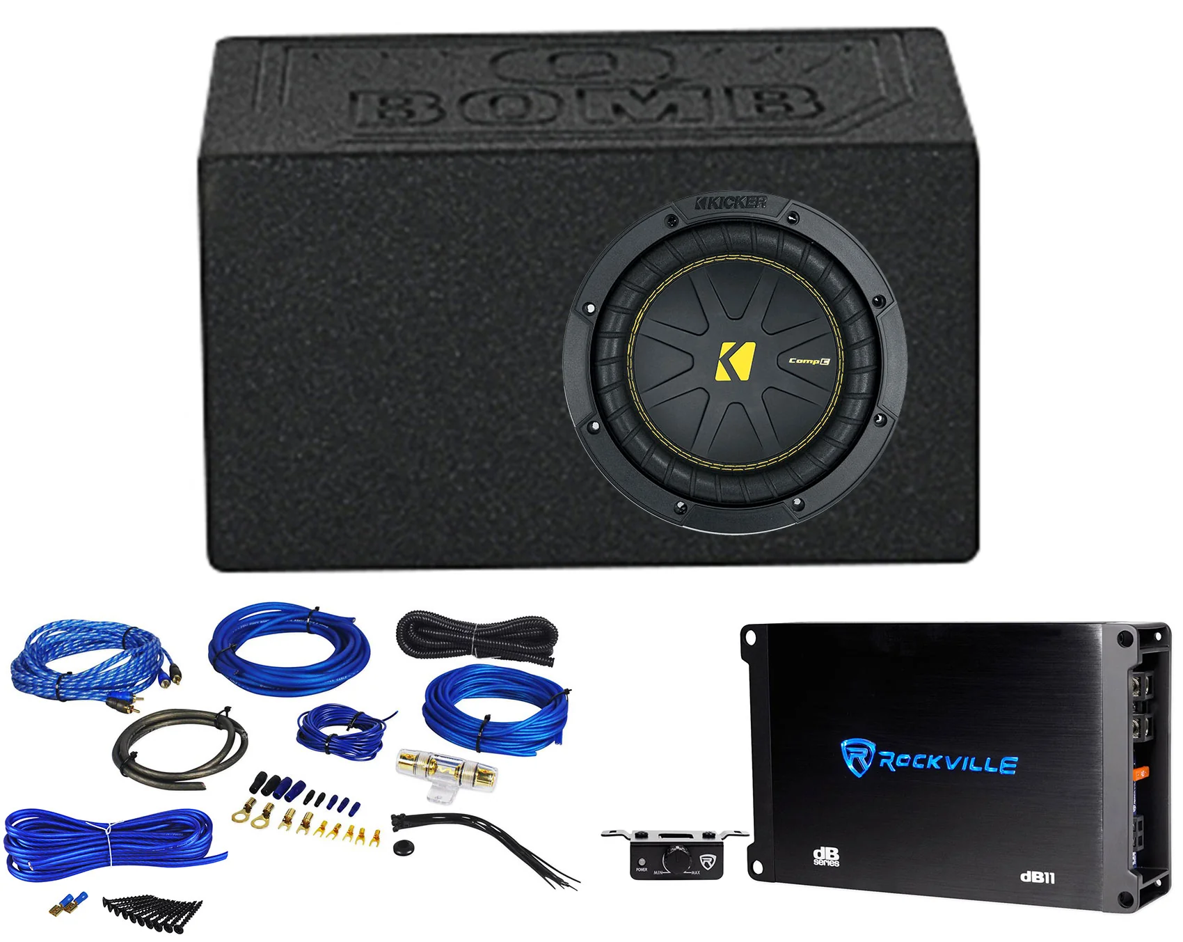 Kicker 50CWCD84 CompC 8" DVC 4 ohm Car Subwoofer+Amplifier+Vented Sub Box CWCD84