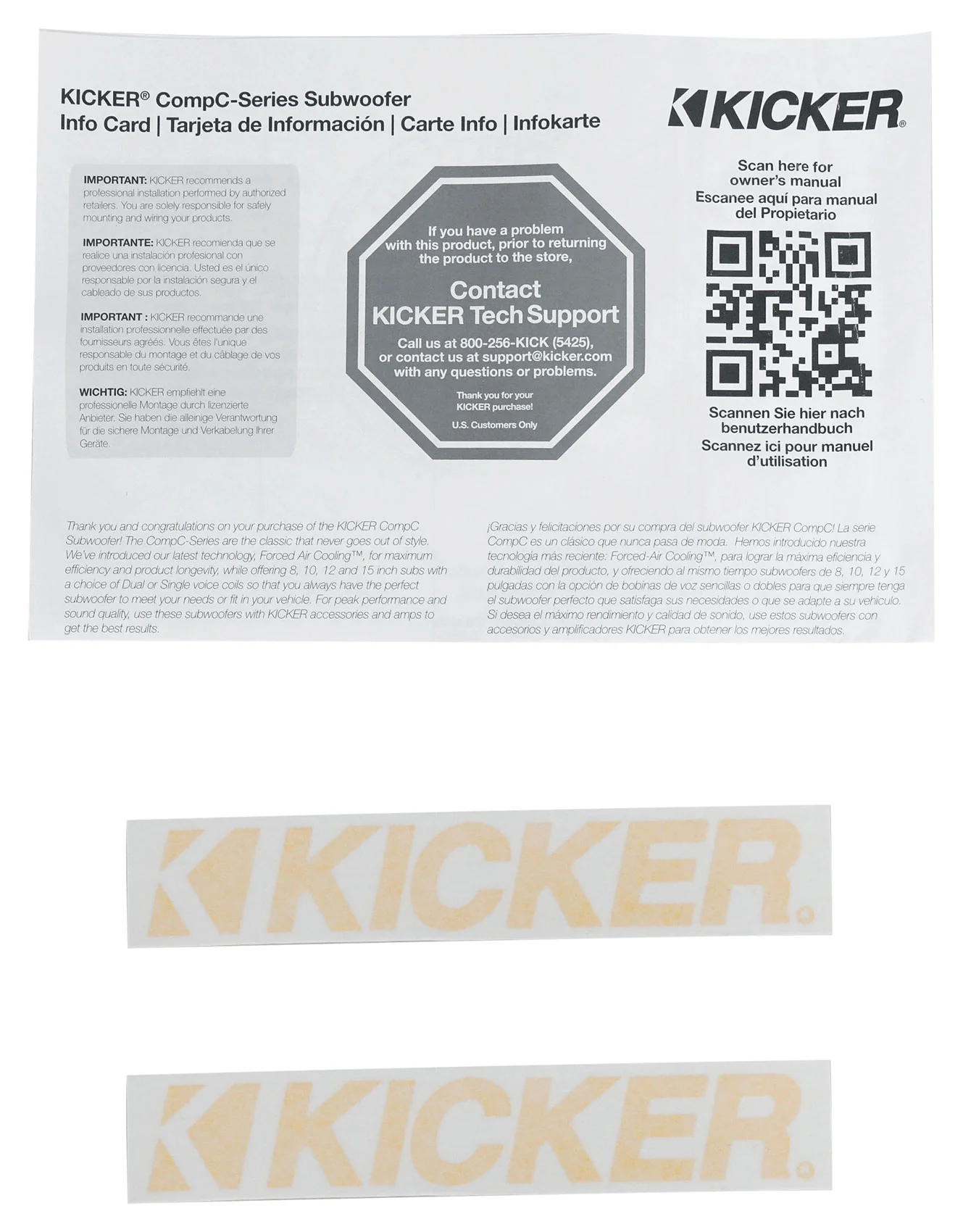 Kicker 50CWCD84 CompC 8" DVC 4 ohm Car Subwoofer+Amplifier+Vented Sub Box CWCD84 - Image 25