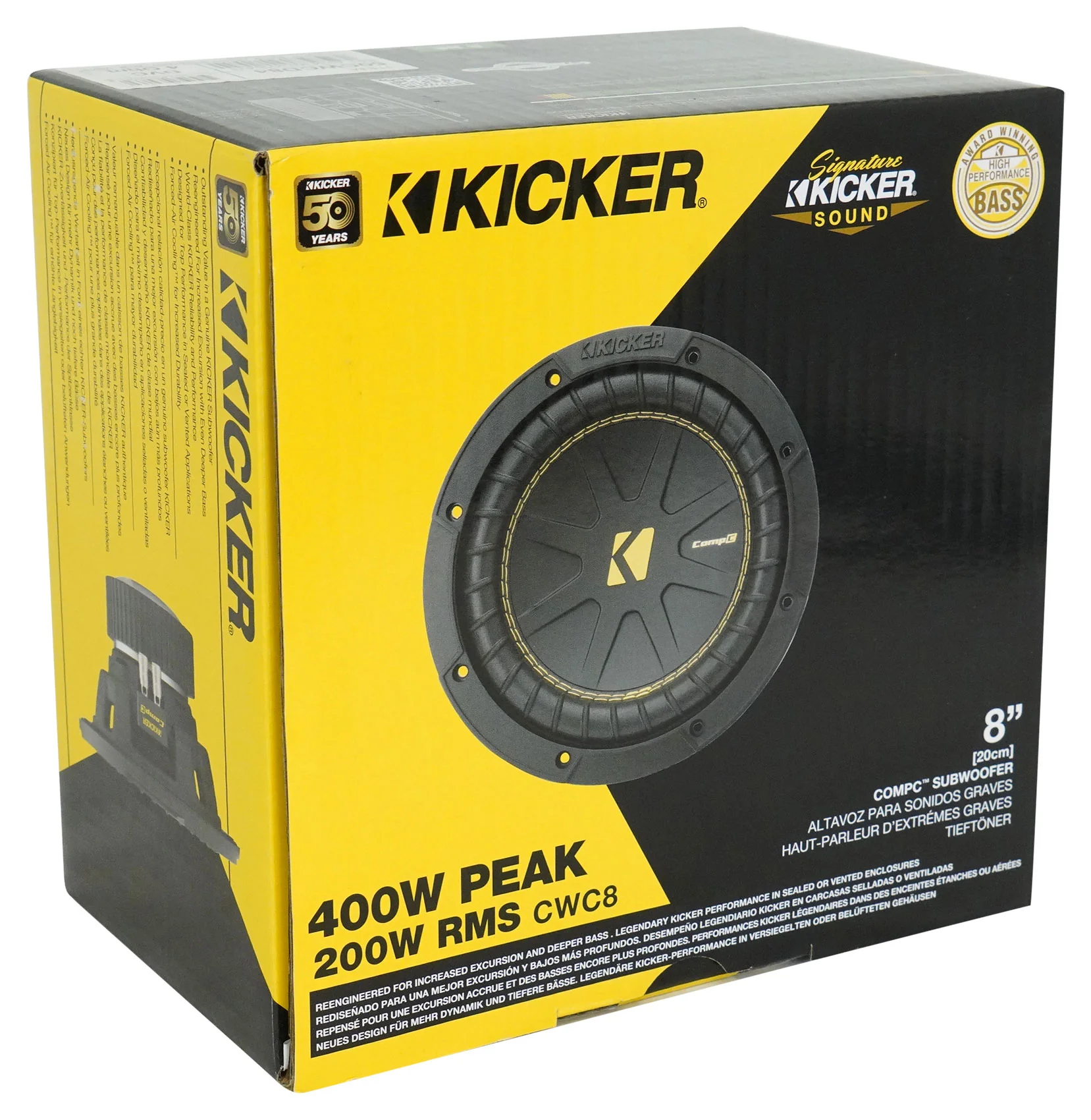 Kicker 50CWCD84 CompC 8" DVC 4 ohm Car Subwoofer+Amplifier+Vented Sub Box CWCD84 - Image 28