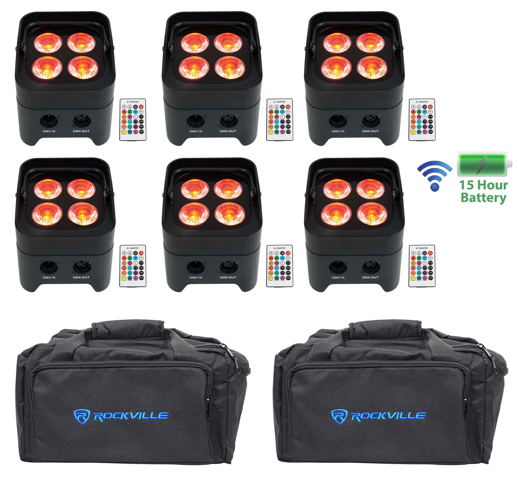 BEST PAR 50 6-Pack + (2) RLB80 Lighting Bags Bundle