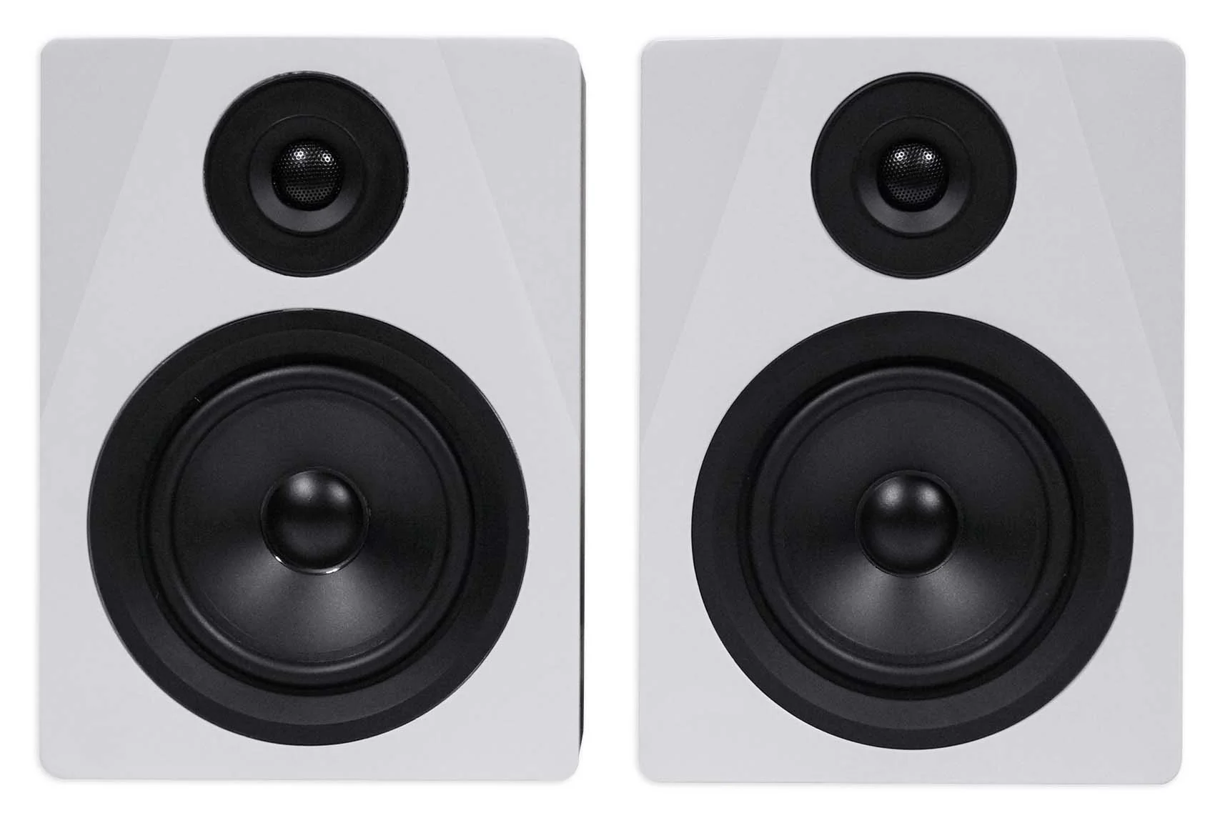 APM5W White Speakers + RHT8B Desktop Stands Bundle - Image 2